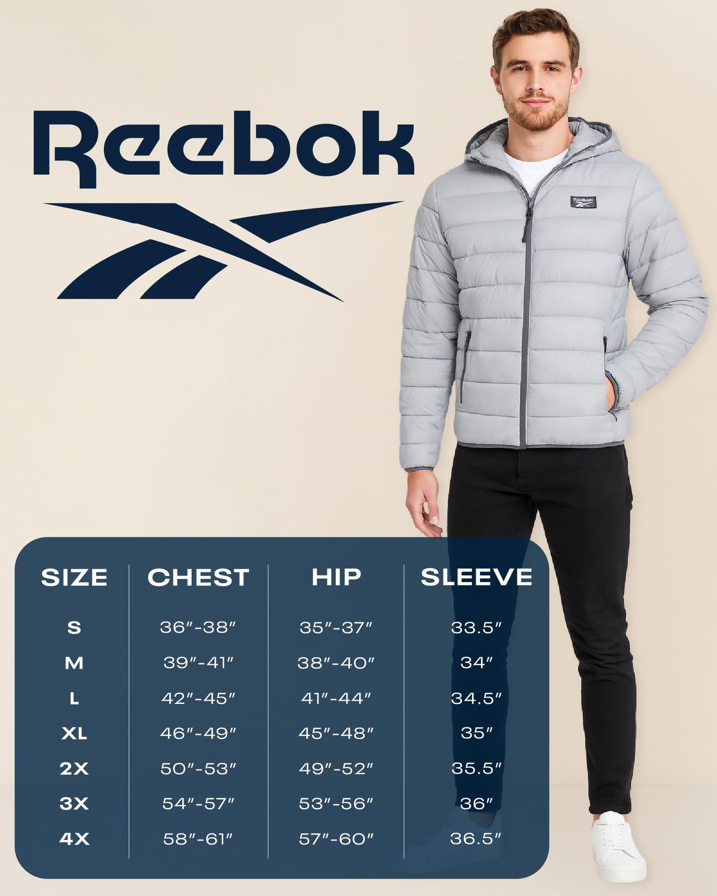 Reebok Mens Insulated Bomber Jacket for Golf, Gym & Hiking