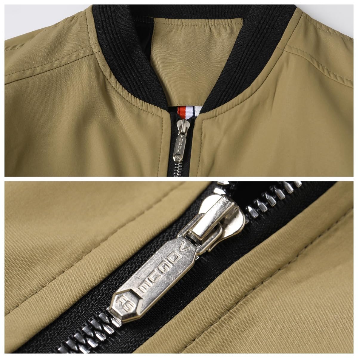 Lavnis Men's Flight Bomber Jacket Lightweight Softshell Coat Sportwear Zipper Windbreaker Khaki XL
