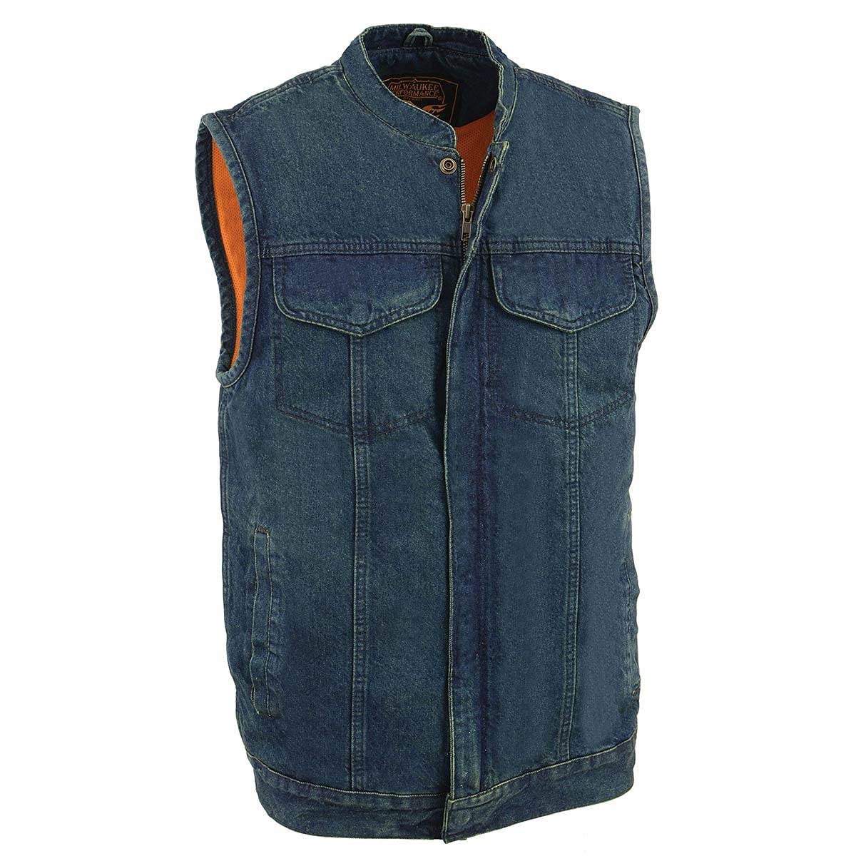 Milwaukee Leather Men's Classic Club Style Premium Denim Motorcycle Biker Vests MDM - 4X-Large
