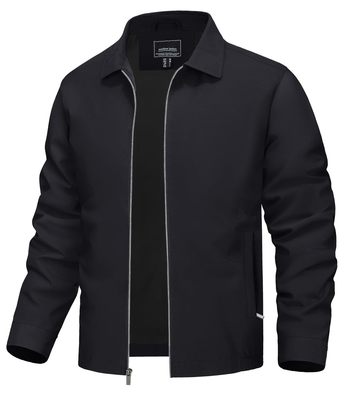 TACVASEN Men's Black Jacket Full Zip Windbreaker for Golf Business Work