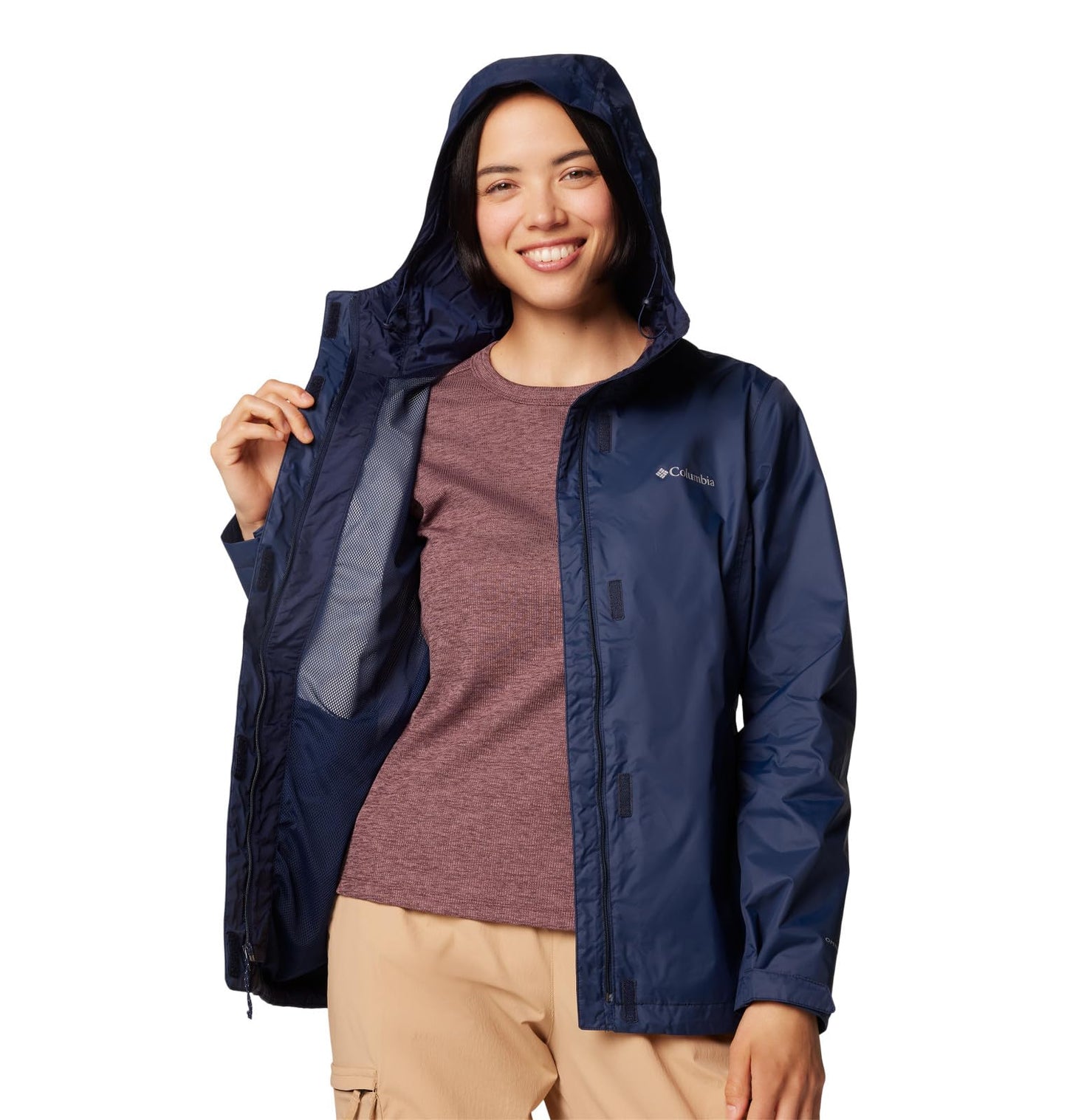 Columbia Womens Arcadia II Waterproof Rain Jacket, Collegiate Navy, Medium