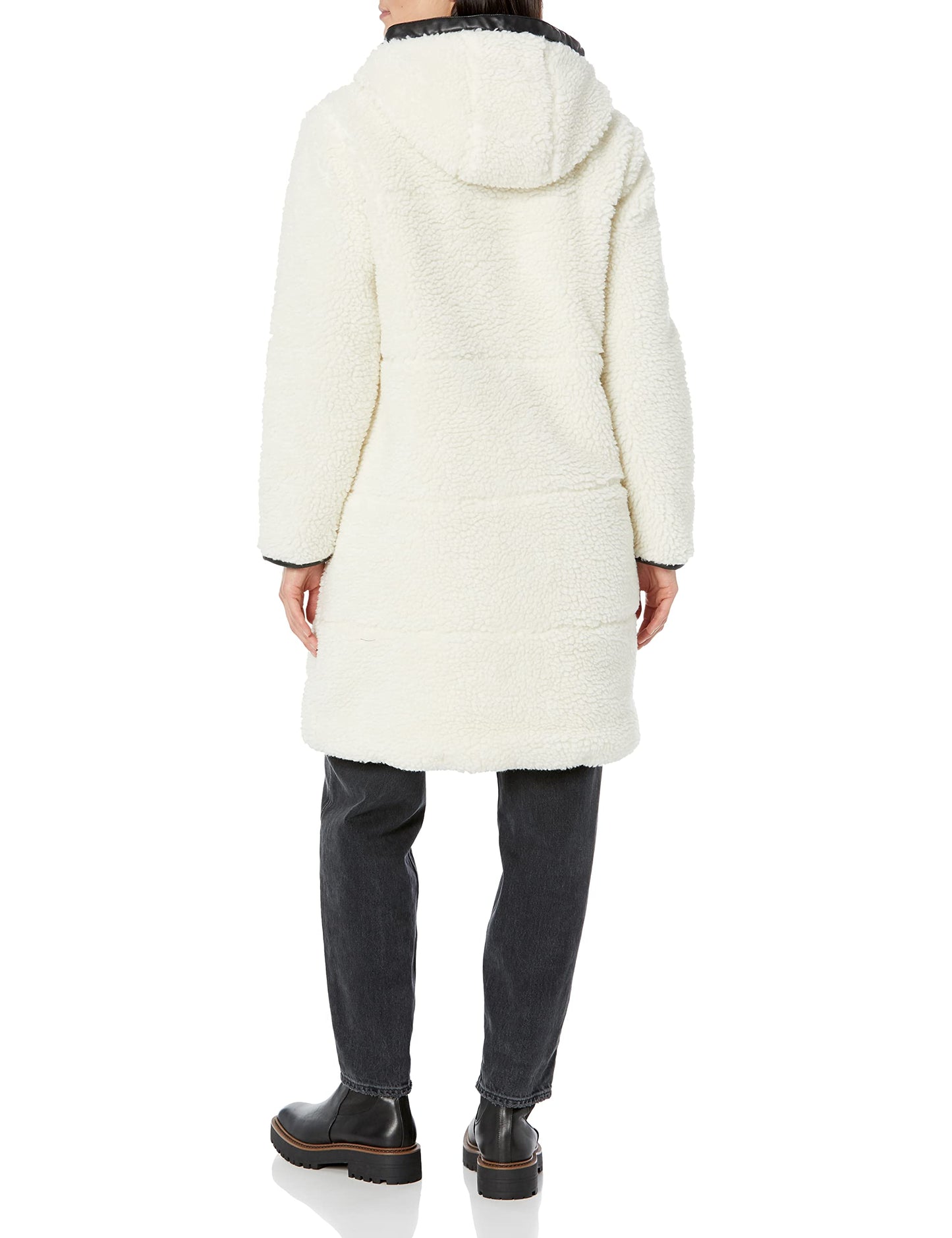 Levi's Women's Full Length Sherpa Quilted Parka Jacket, Cream, X-Large