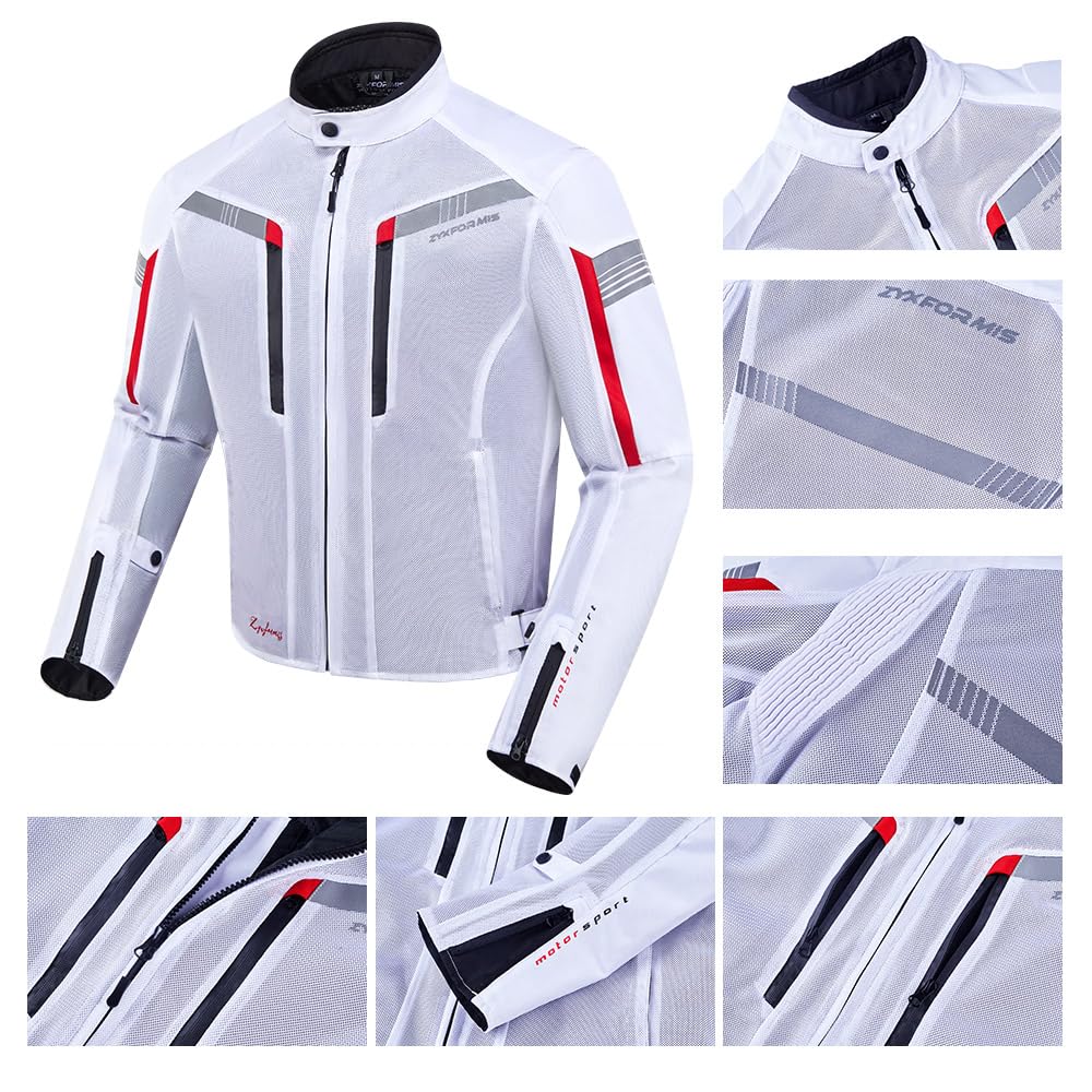Zyxformis Motorcycle Jacket for Men, CE Armored Mesh Motorbike Jacket for Summer, Breathable Protective Gear for Motorcycling