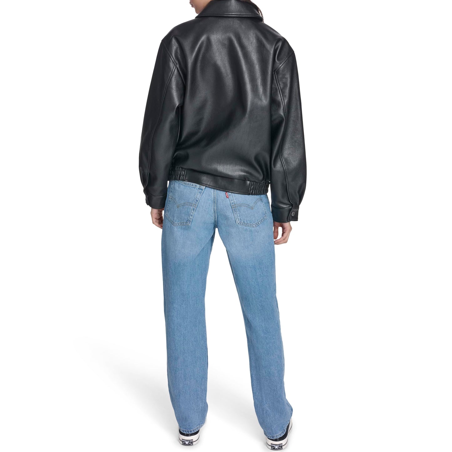 Levi's Women's Faux Leather Relaxed Fit Bomber, Black, Medium
