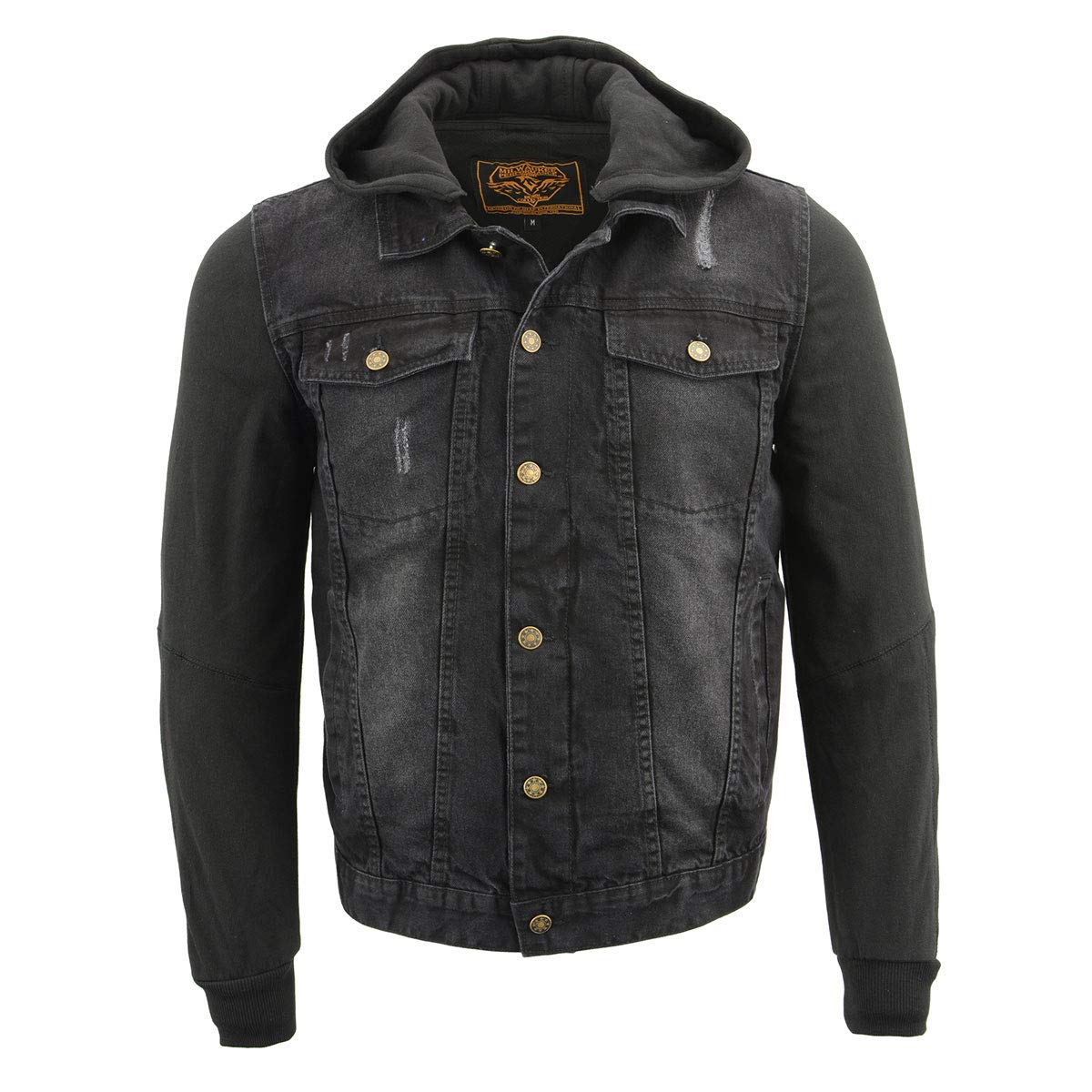 Milwaukee Leather Men's Classic Motorcycle Denim Jacket For All Weather and Riding - Large