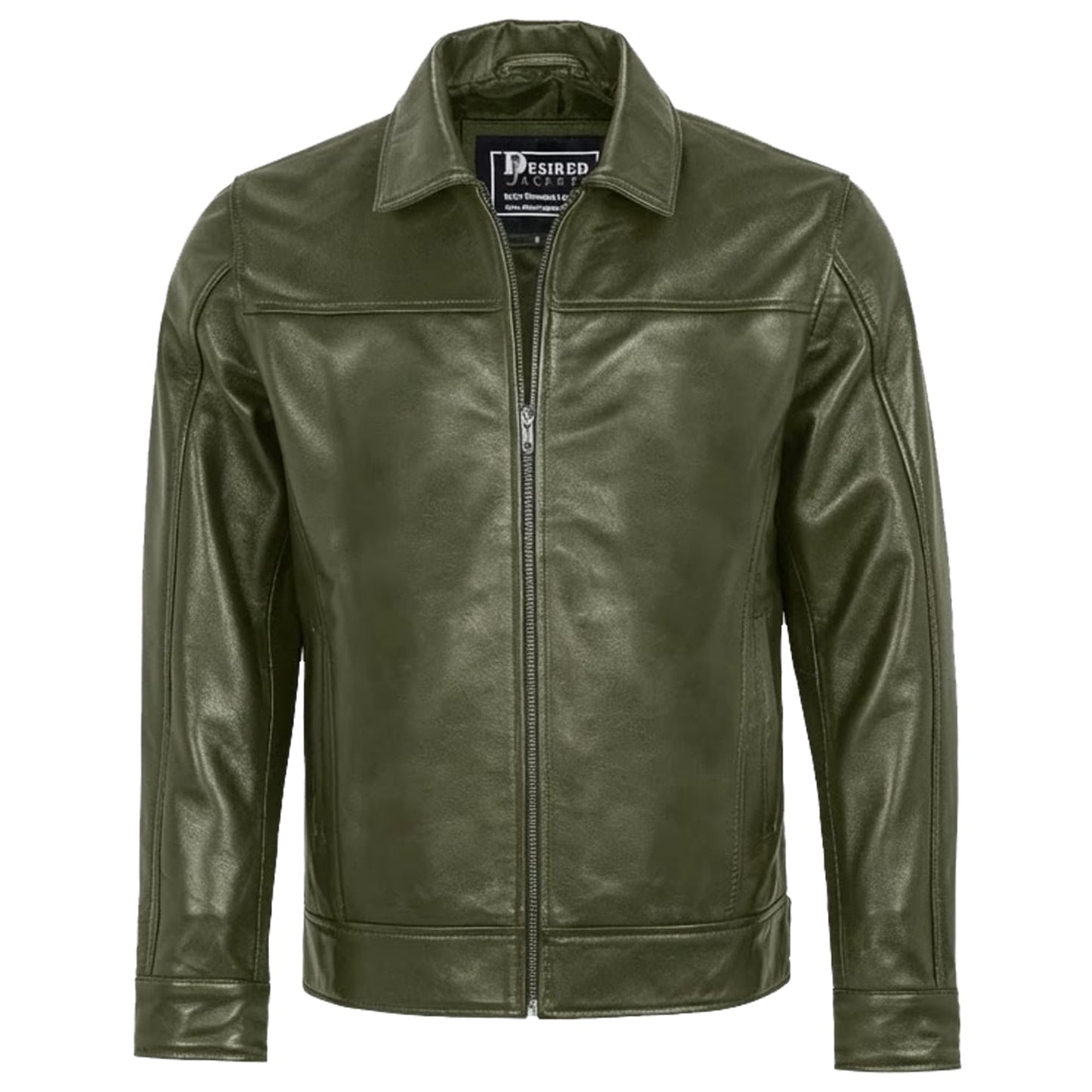 Mens Leather Jacket - Real Lambskin Classic Vintage Style Leather Jackets For Men Brown Leather Jacket for Mens (US, Alpha, X-Large, Regular, Regular, Noir Olive)