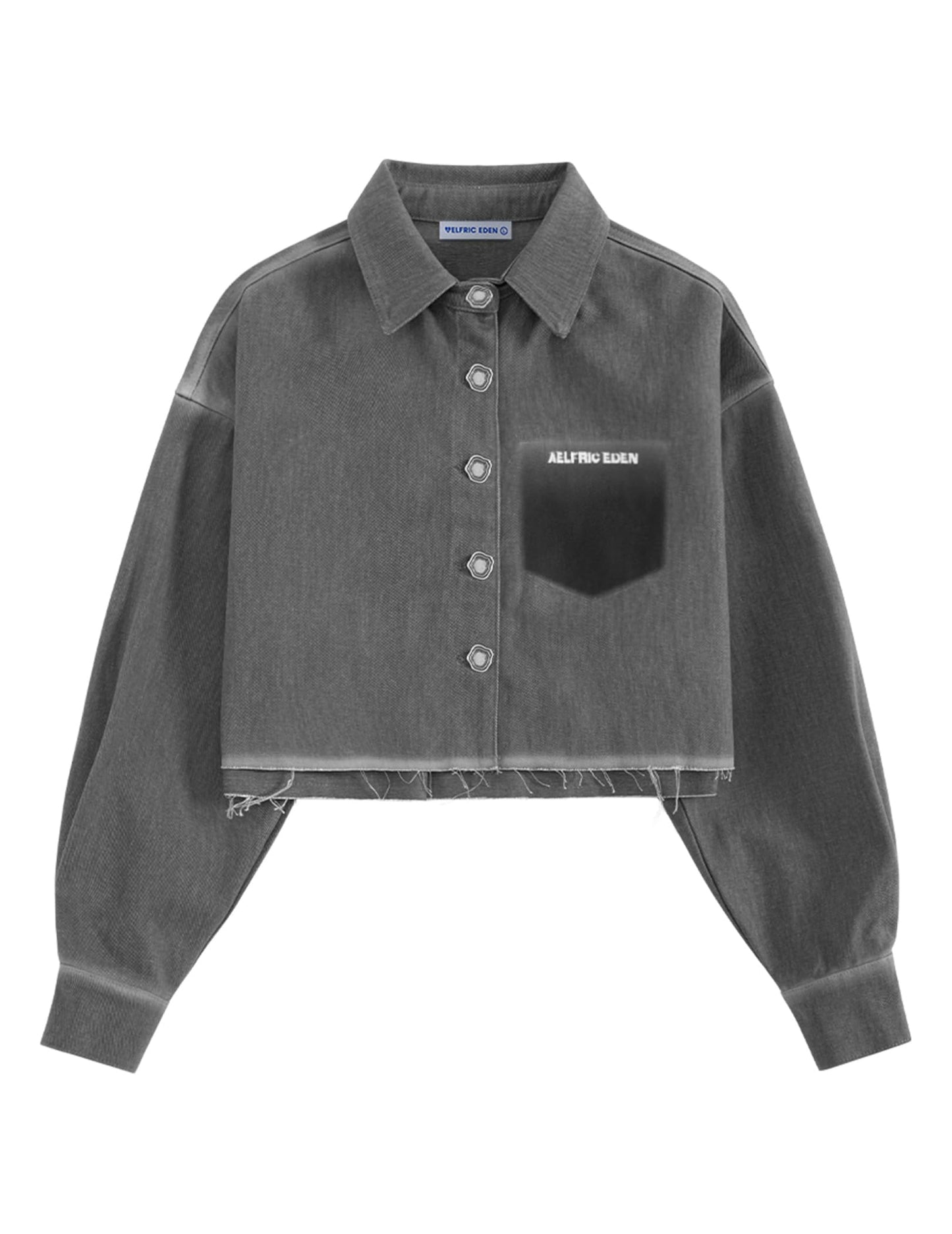 Aelfric Eden Denim Jacket for Women Cropped Jean Jacket Washed Grey Vintage Spring Jacket Denim Shirt for Men Women