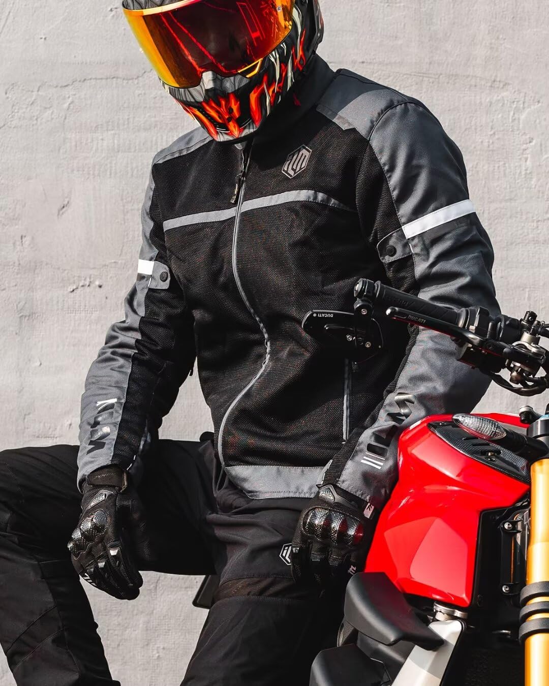 ILM Motorcycle Riding Jacket with Mesh CE Armor and Detachable Thermal Liner Dual Sport All Season for Men Model JAM1(Grey,X-Large)