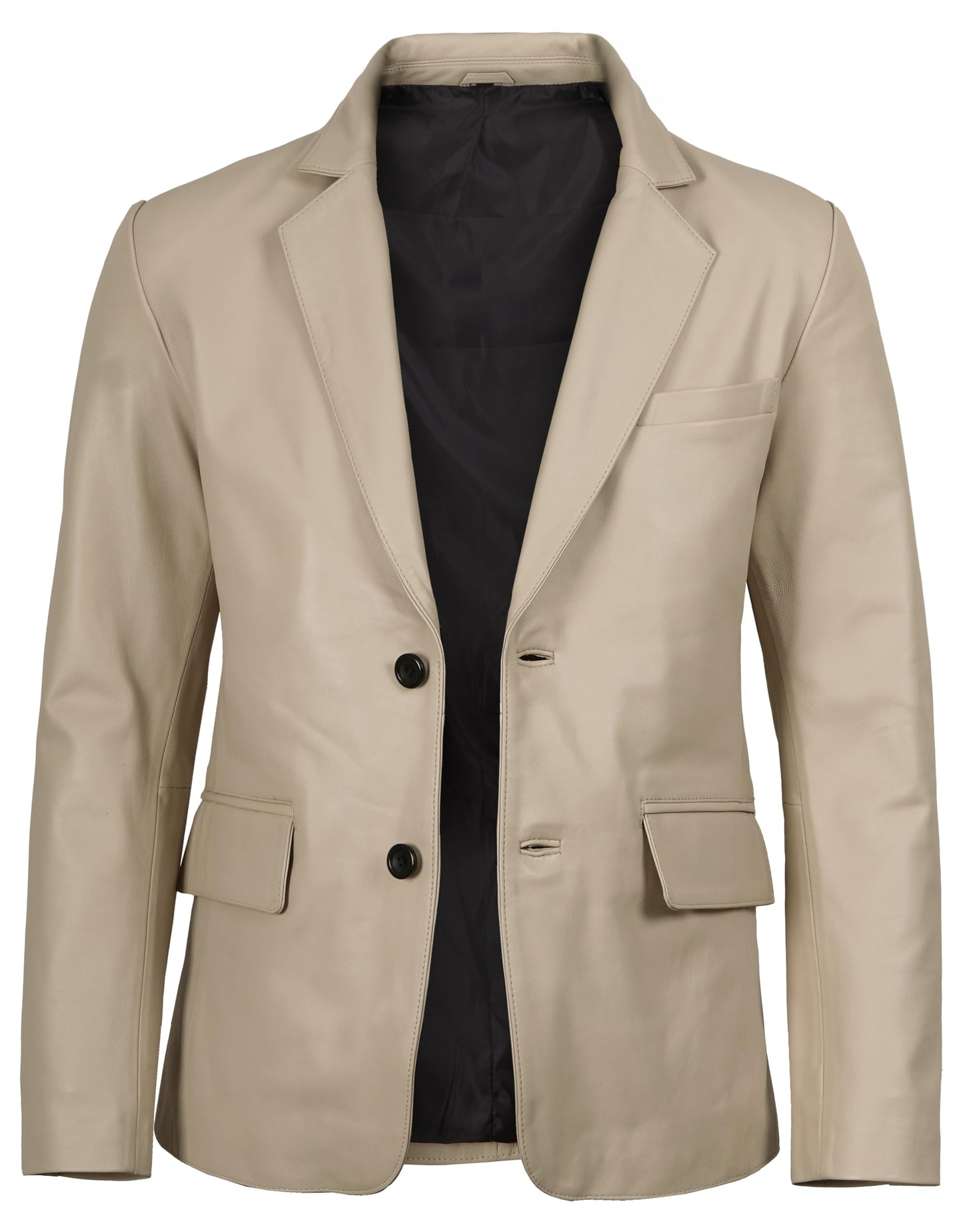 fjackets Lambskin Leather Jacket Classic Style Leather Blazer Mens - Leather Coat For Men, 2 Button Blazer Beige| [1123783], M