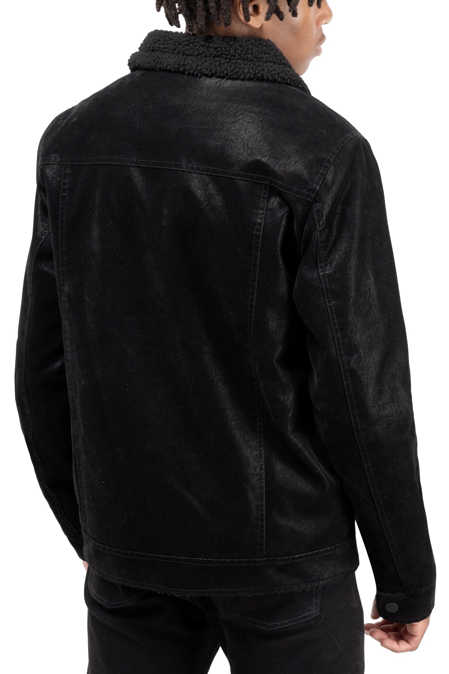 X RAY Mens Faux Leather Jacket, Fall Coat Suede Ranger Jacket With Faux Shearing Lining, Black, Medium