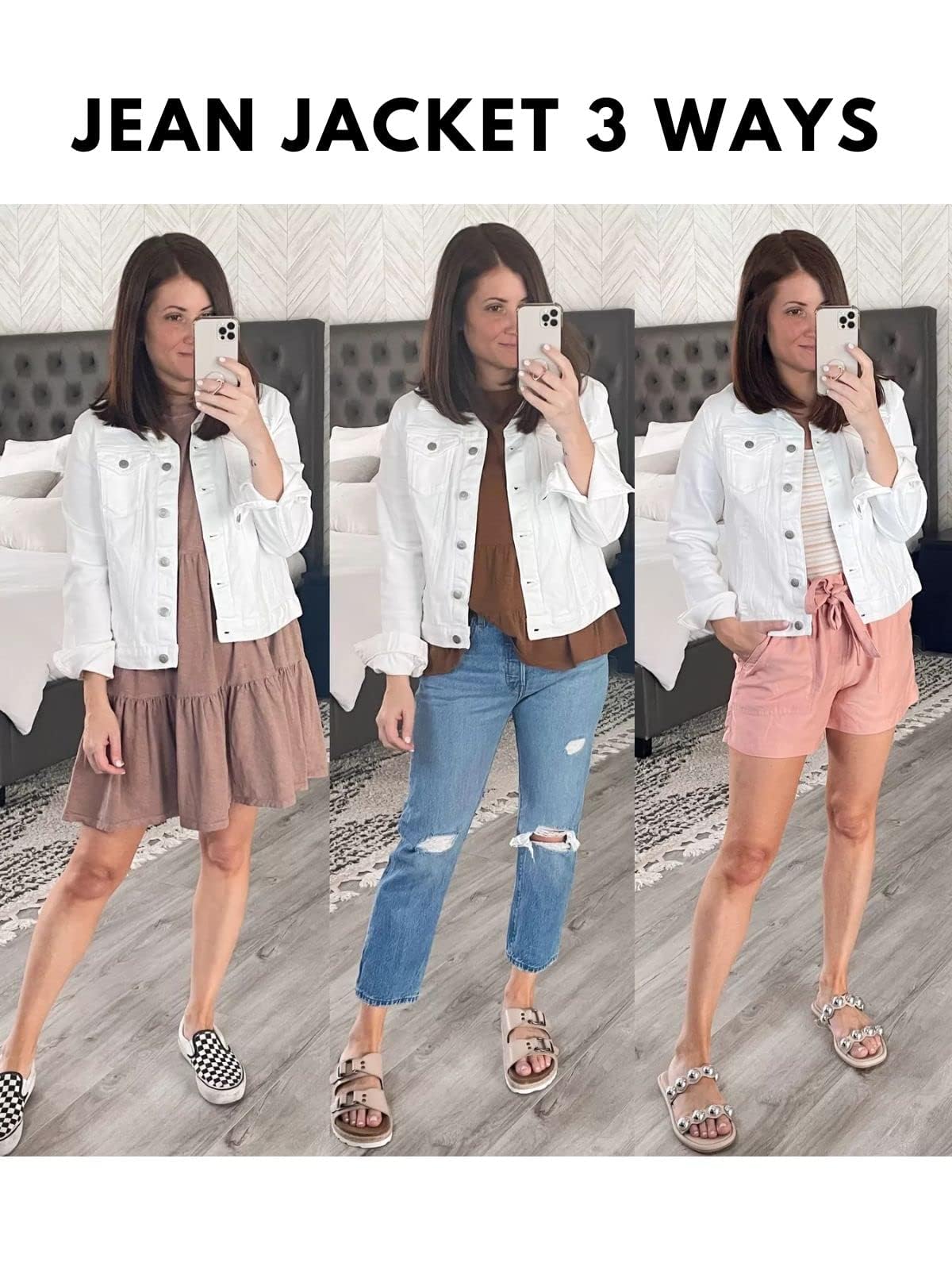 luvamia FleXclusive Women's Basic Button Down Stretch Fitted Long Sleeves Denim Jean Jacket White Denim Jacket Women Cream White Size Medium Fits Size 8-10
