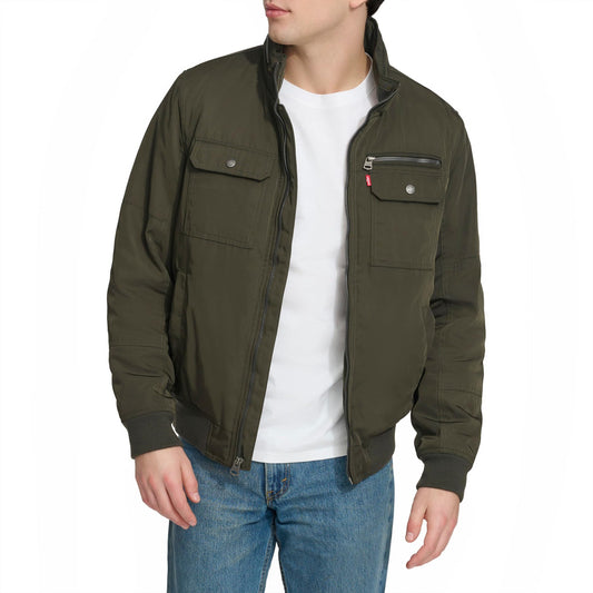 Levi's Stand Collar Utility Bomber Jacket, Army Green, M
