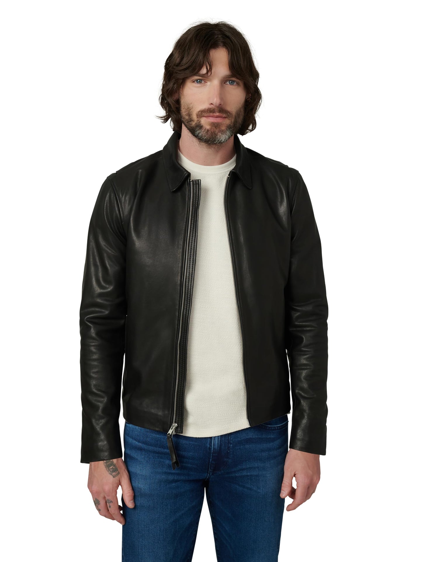 Joe's Jeans Men's Refined Leather Moto Jacket, Black