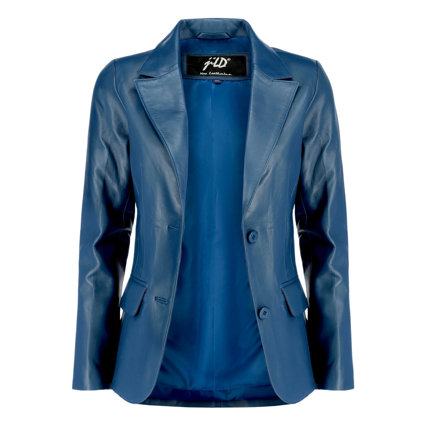 Jild Classic 2-Button Lambskin Leather Blazer Women - Casual Coat Long Sleeves Suit Style Leather Jacket Women (LC-Blue-3XL)