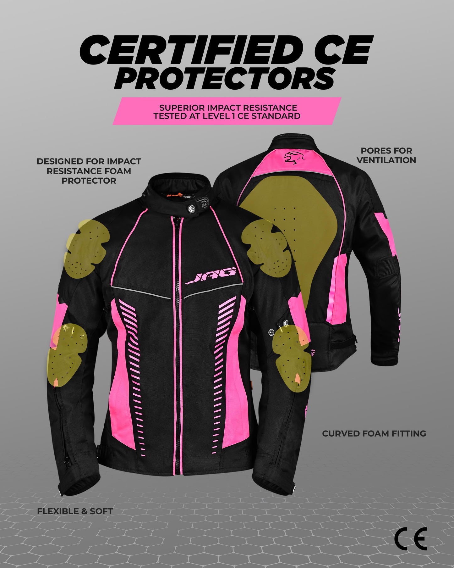 J.A.G. JAG Touring Motorcycle Jacket for Women, All Season Adventure Women's Dual Sport Jacket with CE Armor Cordura Fabric