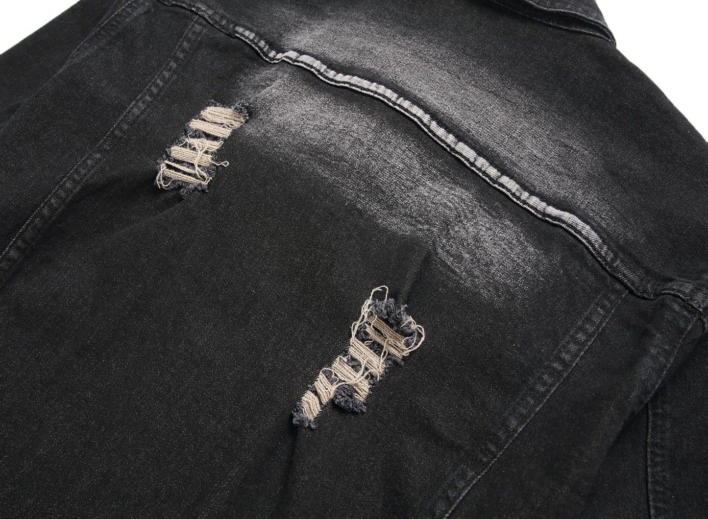 QIMYUM Jean Jacket For Men, Distressed Slim Denim Jacket