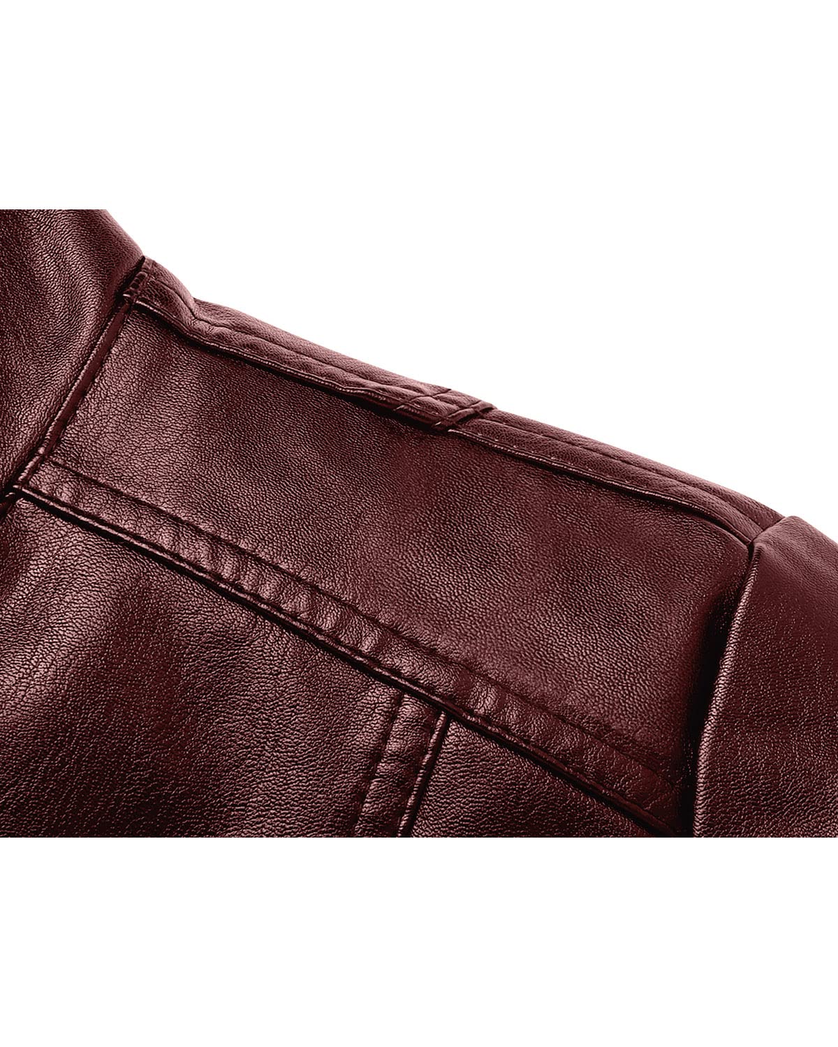 Fairylinks Leather Jacket Men Casual Zip Up, Burgundy, Small