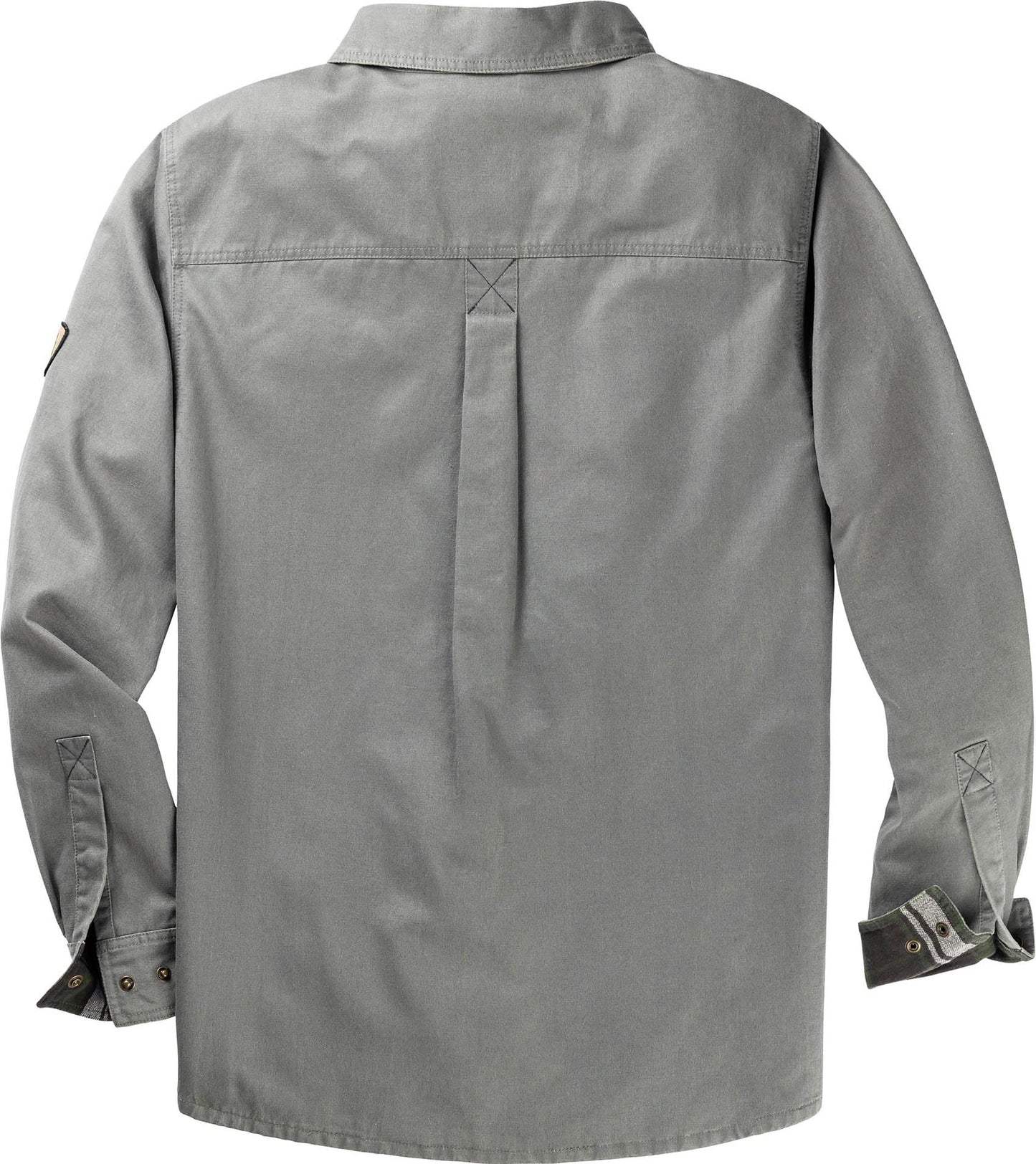 Mens Flannel Lined Waxed Cotton Shirt Jacket, Wolf, X-Large