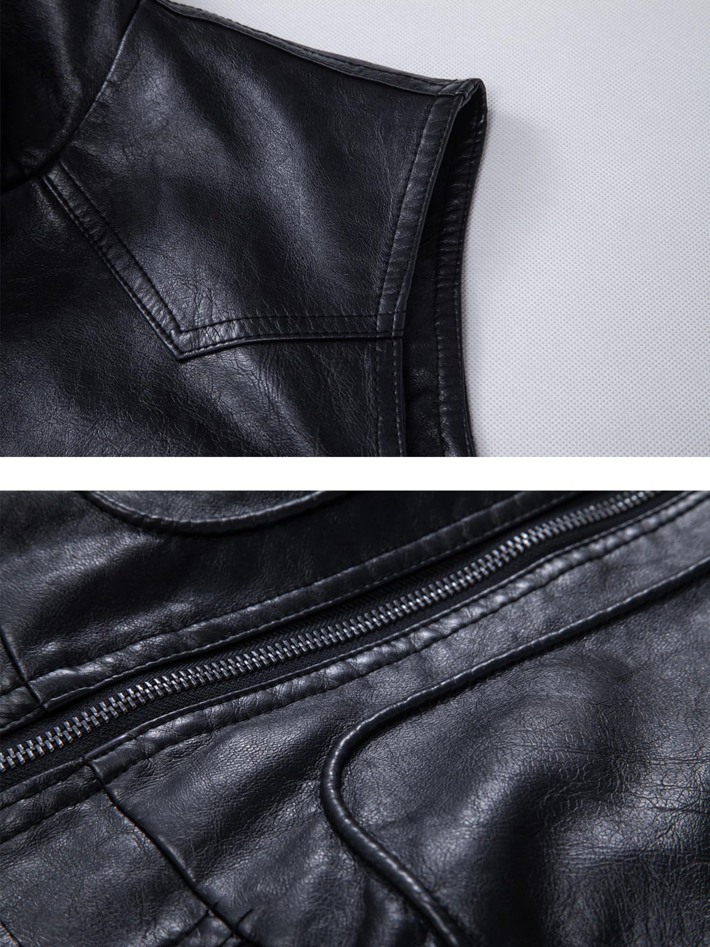 FANARCHER Men's Vintage Faux Leather Vest Jacket Zip-up Classic Hipster Vest with Hood Sleeveless Jacket