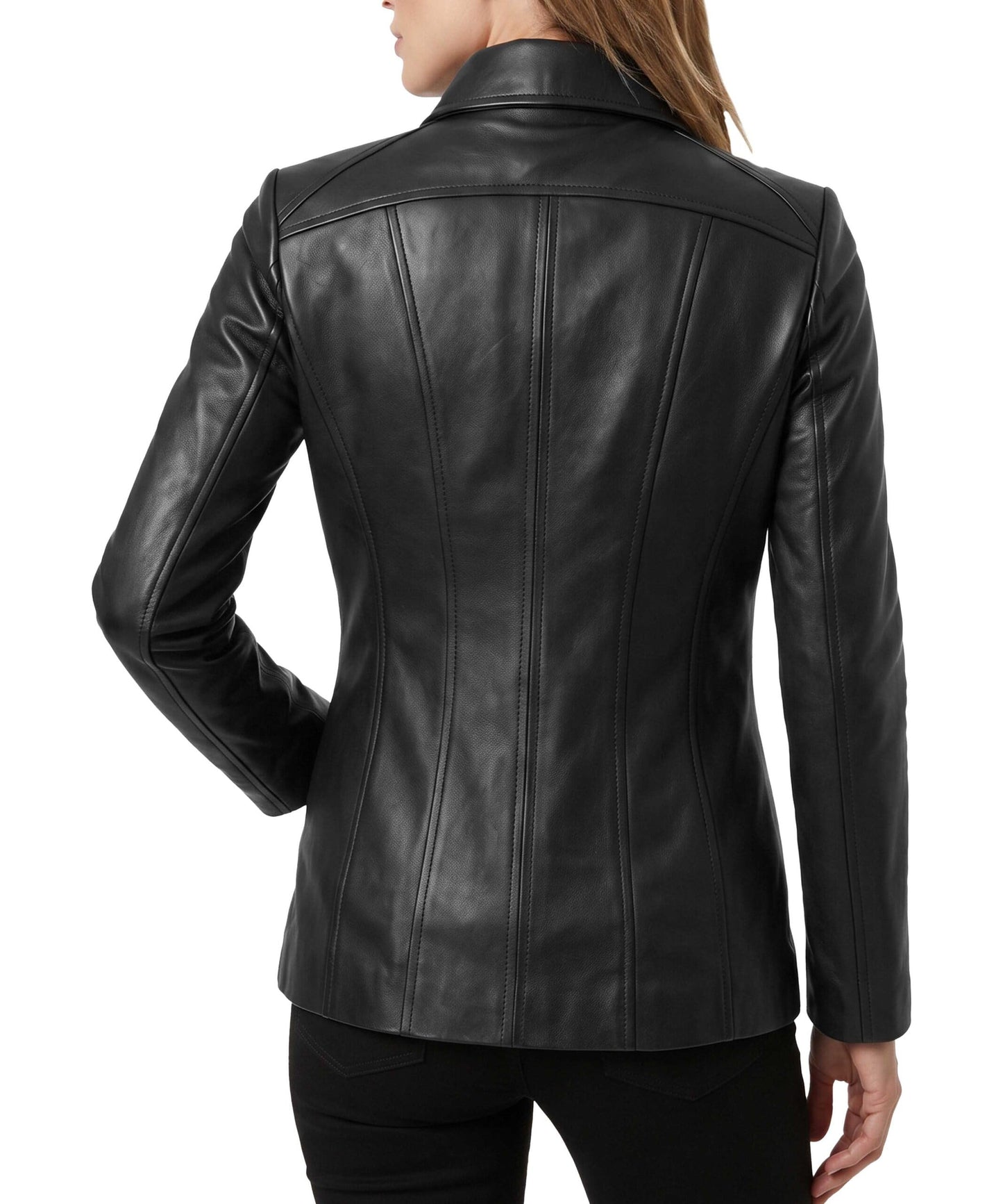TRENDS GENESIS Premium Genuine Lambskin Long Leather Jacket Black Leather Coats for Women, Classic Car Coat Look XL