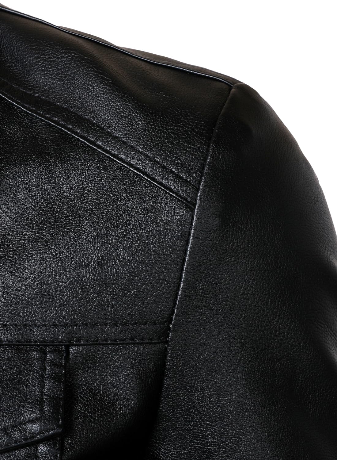 HOOD CREW Mens Leather Jacket Motorcycle Biker Jackets Casual Lightweight Faux Leather Outwear Black M