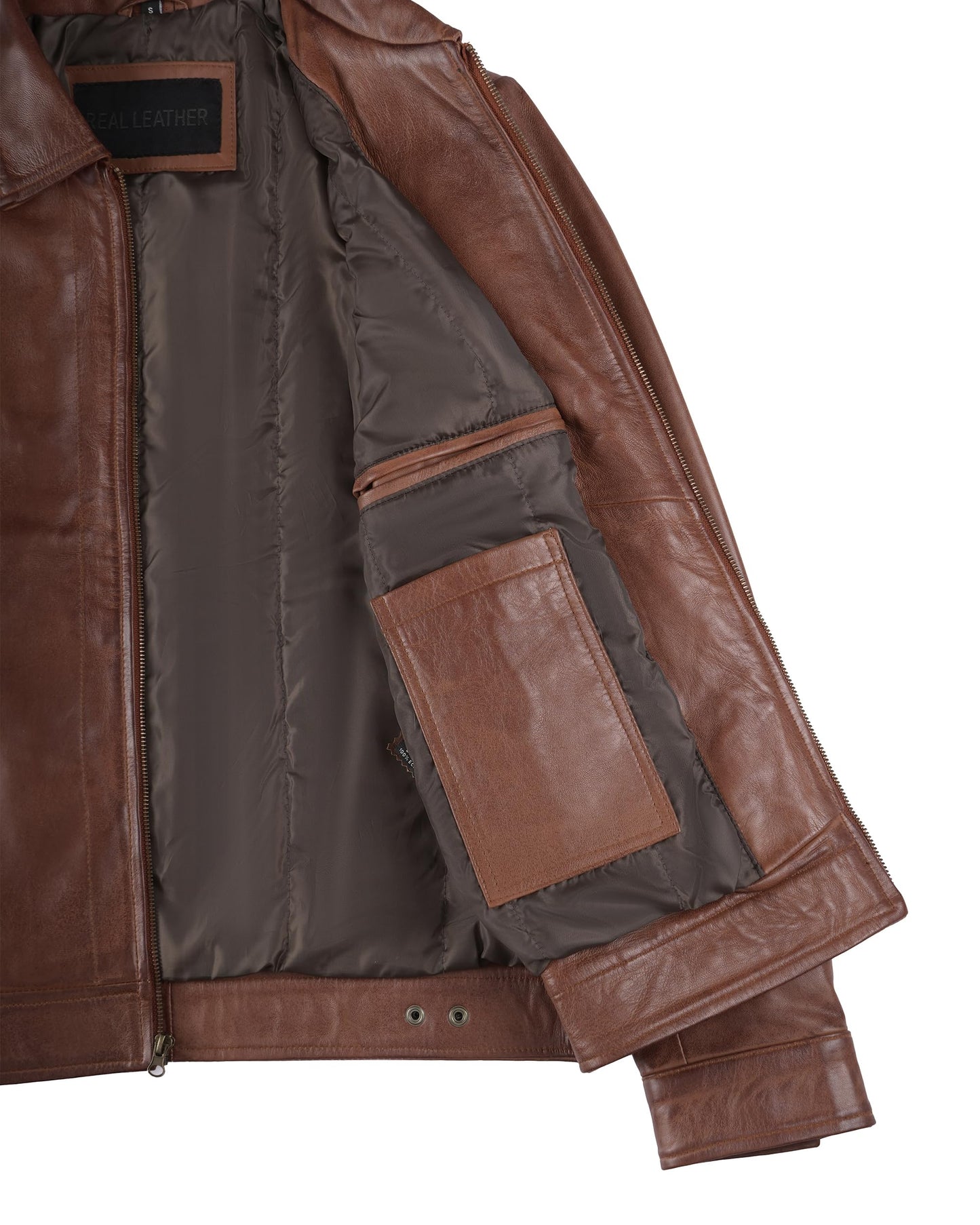 Decrum Vintage Leather Jacket - Lambskin Brown Leather Jackets Men | [1100374] Jose Cognac, L