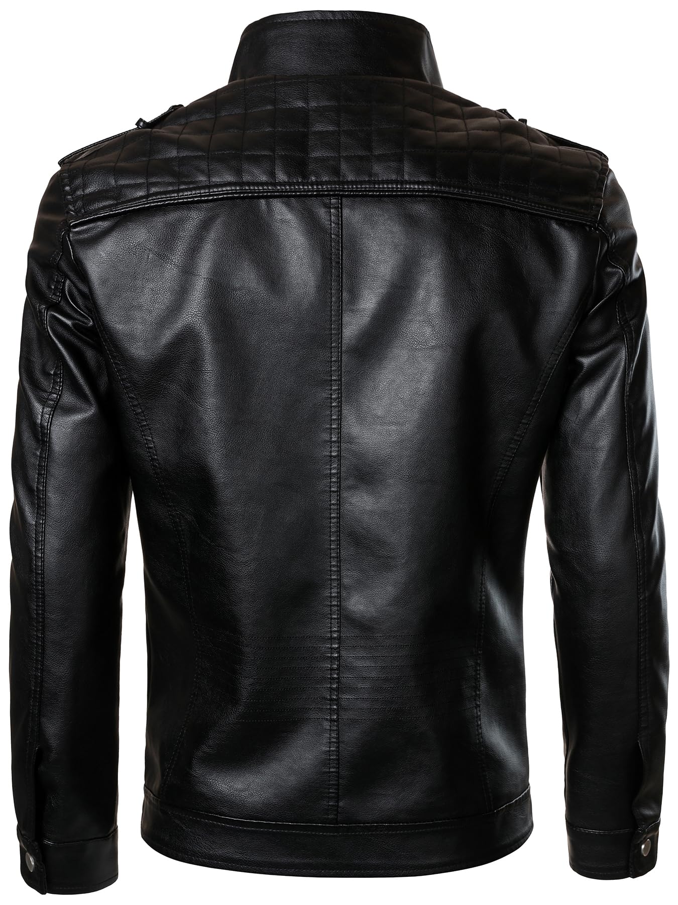 HOOD CREW Men’s Faux Leather Jackets Vintage Biker Motorcycle Jacket for Men Black XL