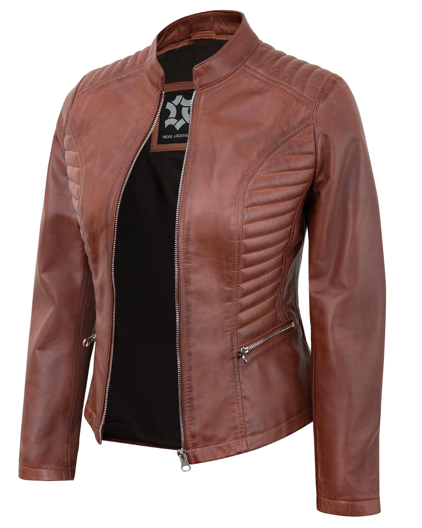 UrbanFocal Lambskin Leather Jackets For Women | [101003302] N185 Cgnc, S