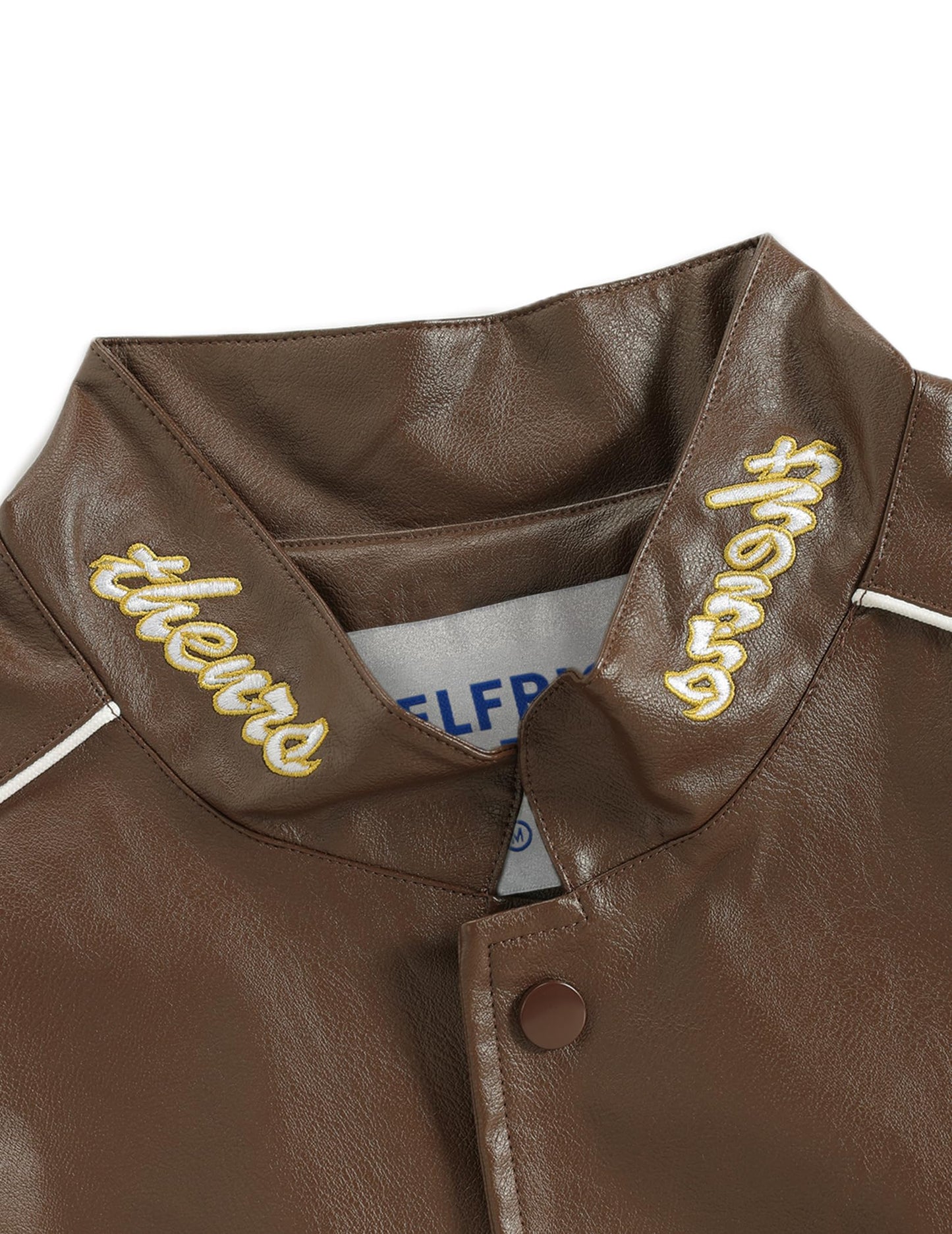 Aelfric Eden Faux Leather Jacket Oversized Racing Motorcycle Jackets Moto Coats Unisex Trendy Streetwear Jacket Dark Brown M