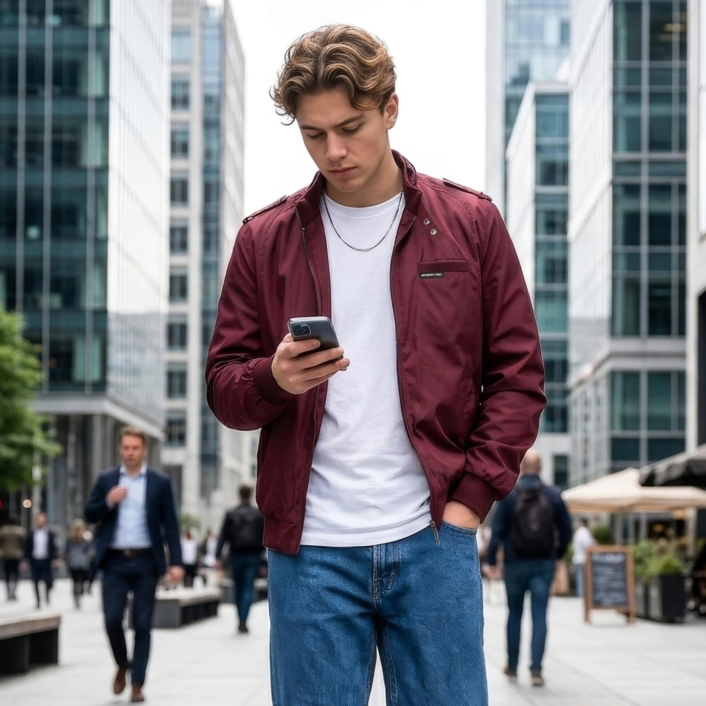 Members Only Men's Iconic Racer Quilted Lining & Slim Fit Jacket (Burgundy, Small)