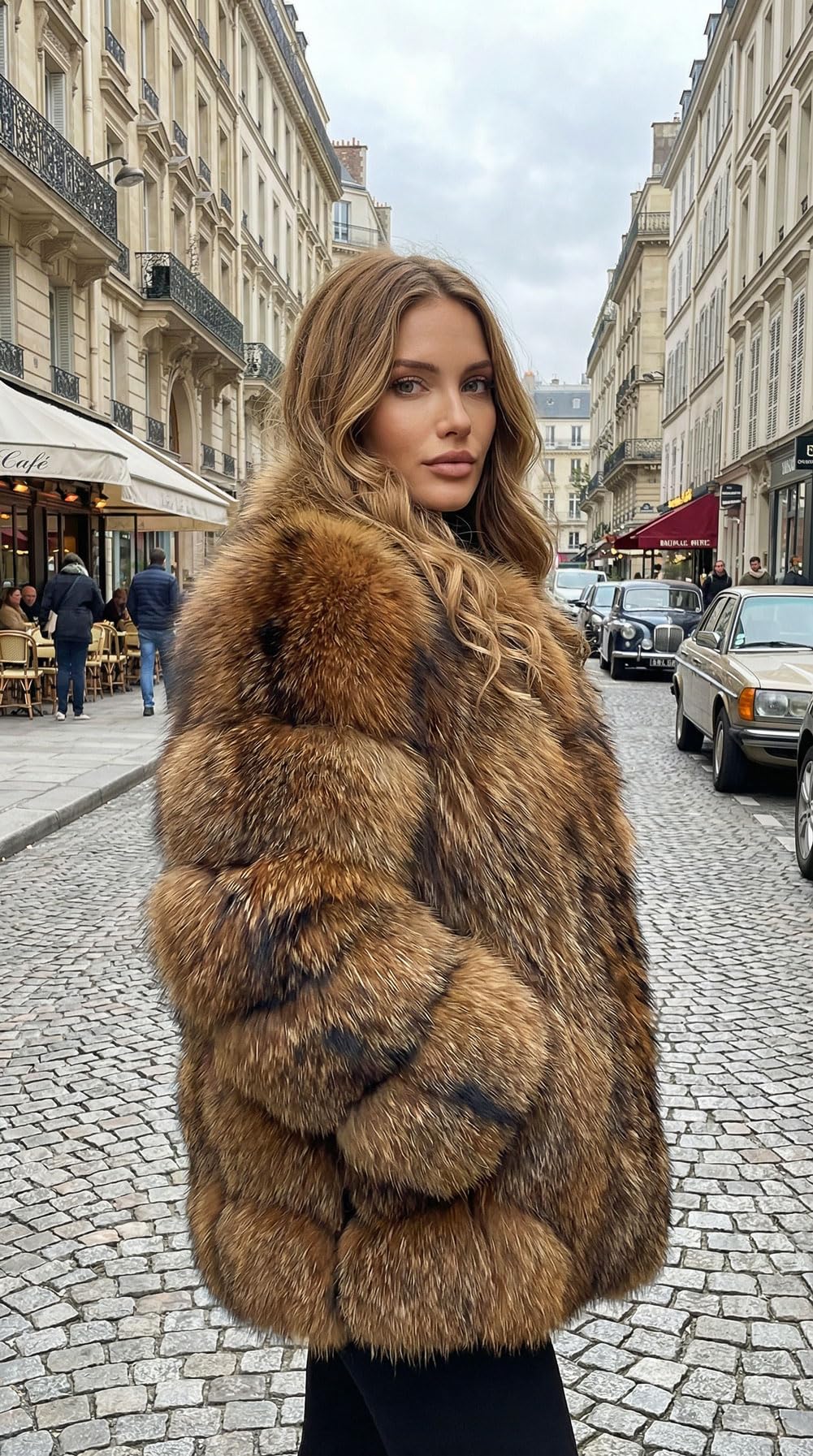 loveimgs Women Elegant Fuzzy Long Faux Fur Coat Puffer Jacket Collarless Parka Winter Zip Up Teddy Coat Overcoat (Small, Raccoon)