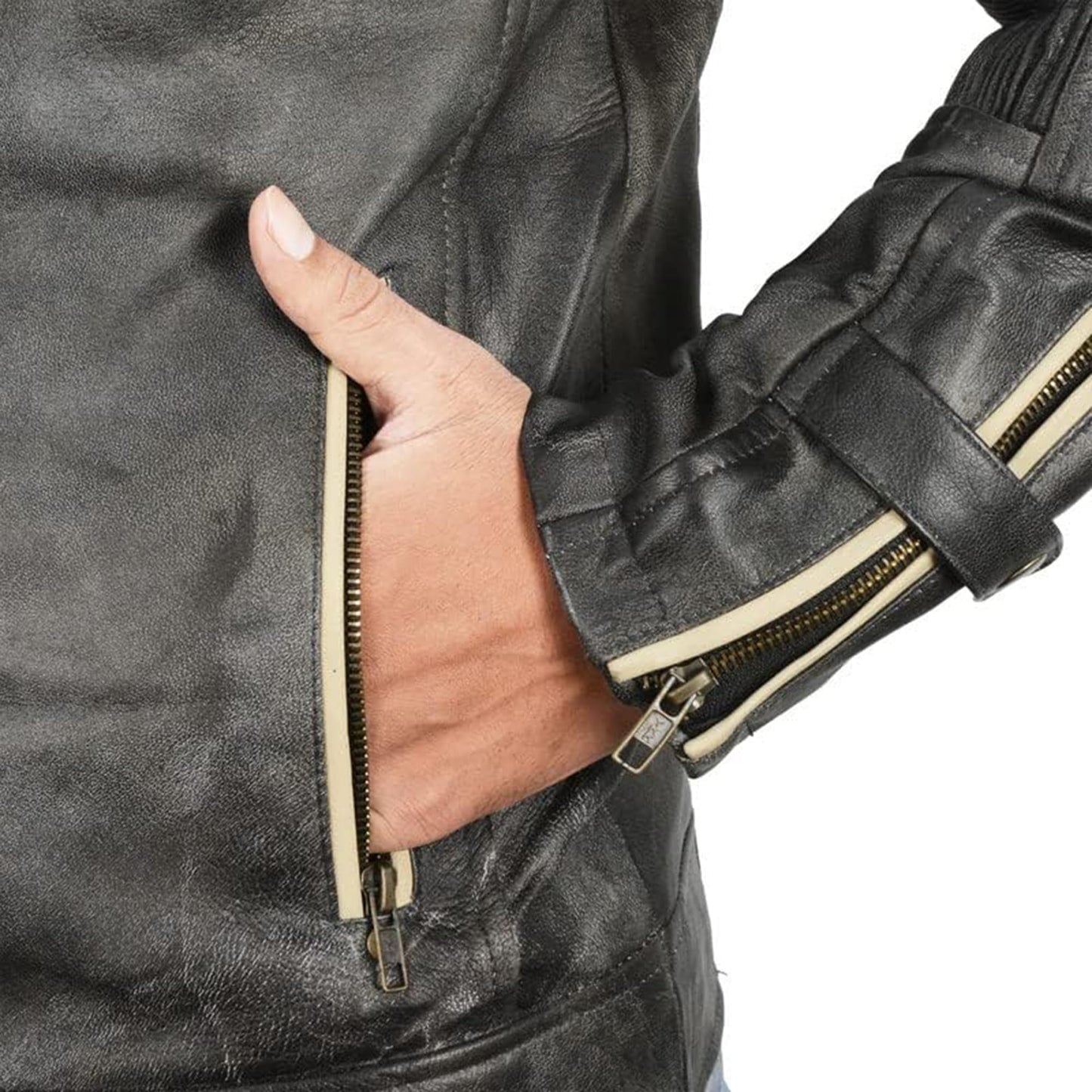 Vintage Cafe Racer Leather Jacket Men Retro Motorcycle Racing Jacket