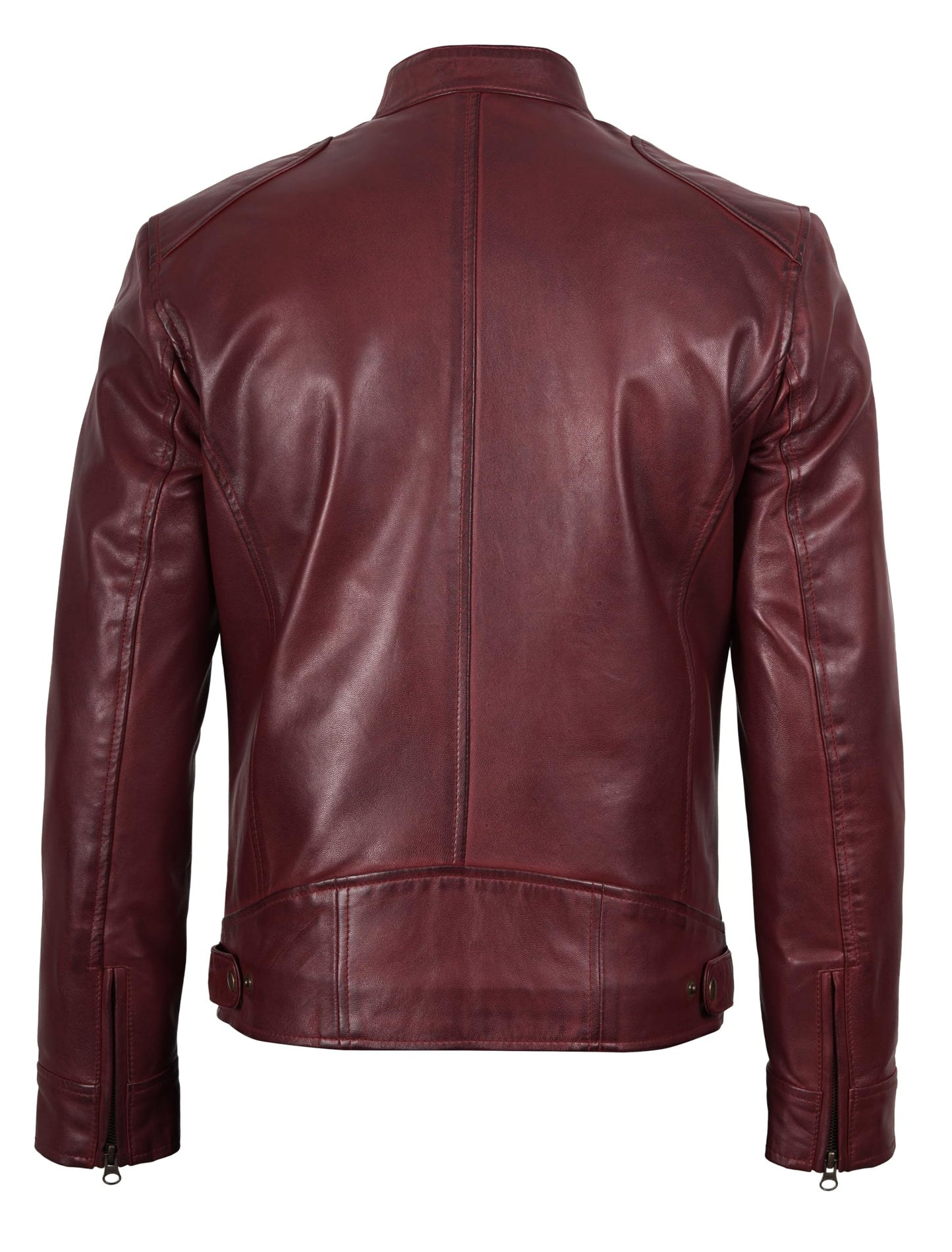 Decrum Motorcycle Leather Jacket Men - Leather Jackets Mens | [1116074] Ddge Burgundy, L