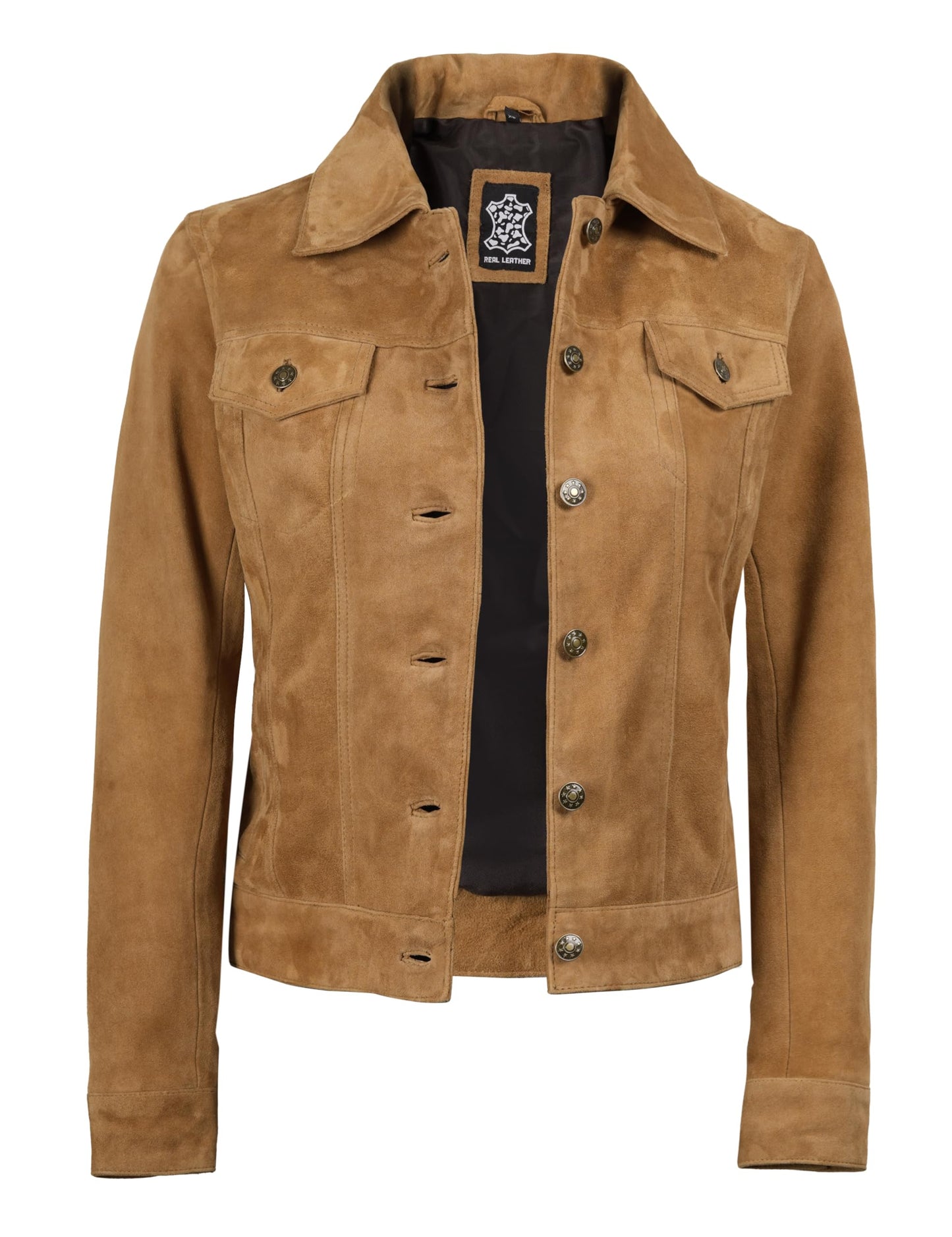 fjackets Leather Jacket Women - Real Lambskin Leather Jacket For Women Shirt Collar Style| Fernando Light Brown, [1318854] L