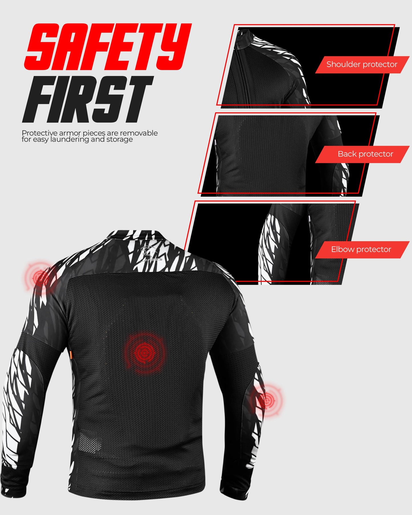 JAG Mesh Motorcycle Protective Shirt, Summer Riding Shirt for Men & Women