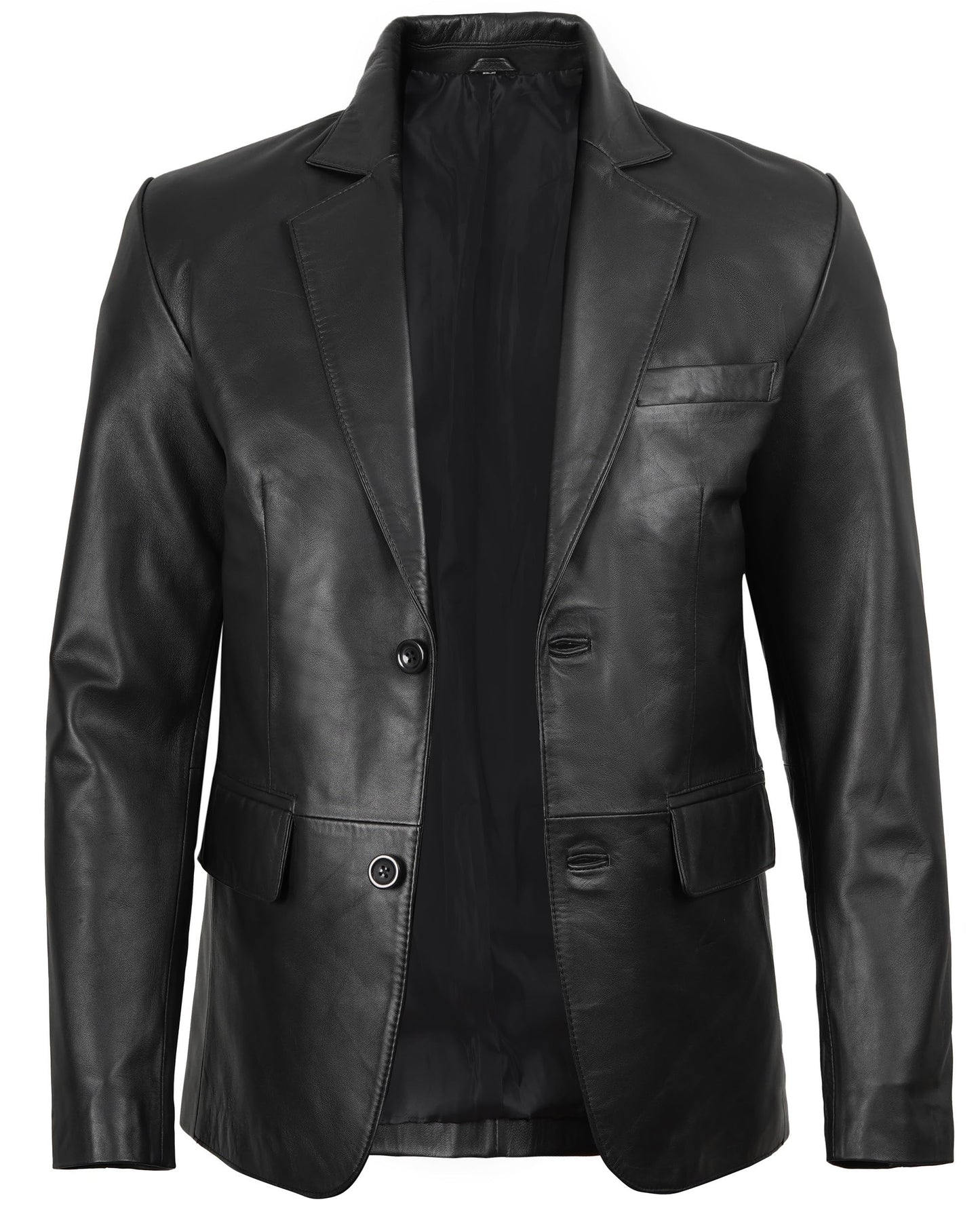 fjackets Premium Men's Leather Blazer - Classic Style, Lightweight Design, Genuine Lambskin, Perfect for Business and Special Occasions | [1505205] XL