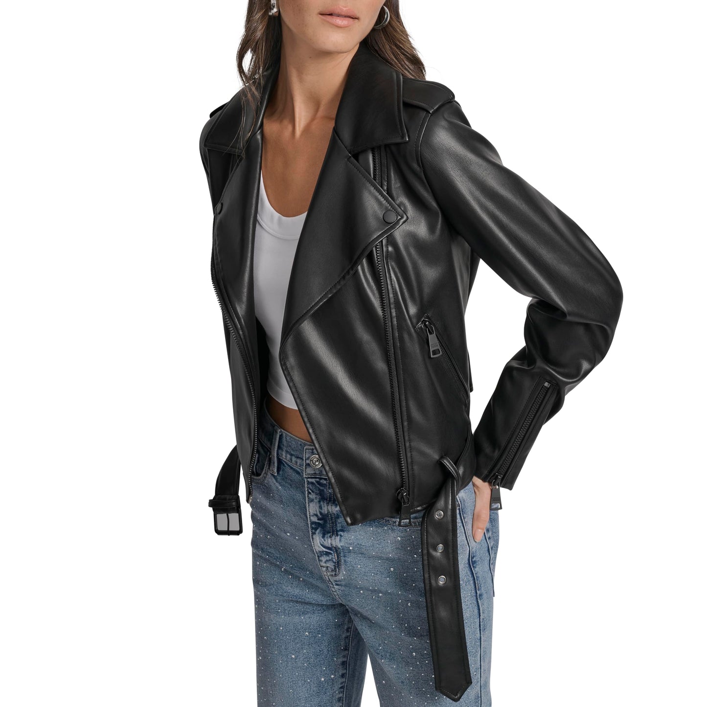 DKNY Women's Jeans Long Sleeve, Black, Small