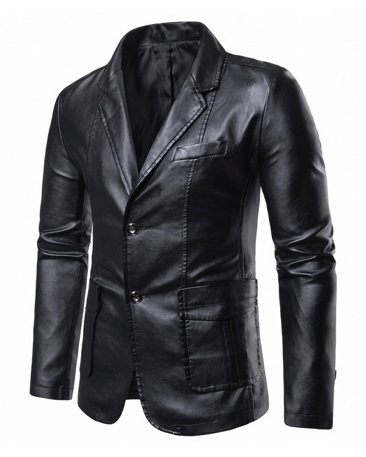Arkgene Mens Leather Jacket Faux Leather Motorcycle Jackets Blazer for Men Biker Coat Outwear Black M