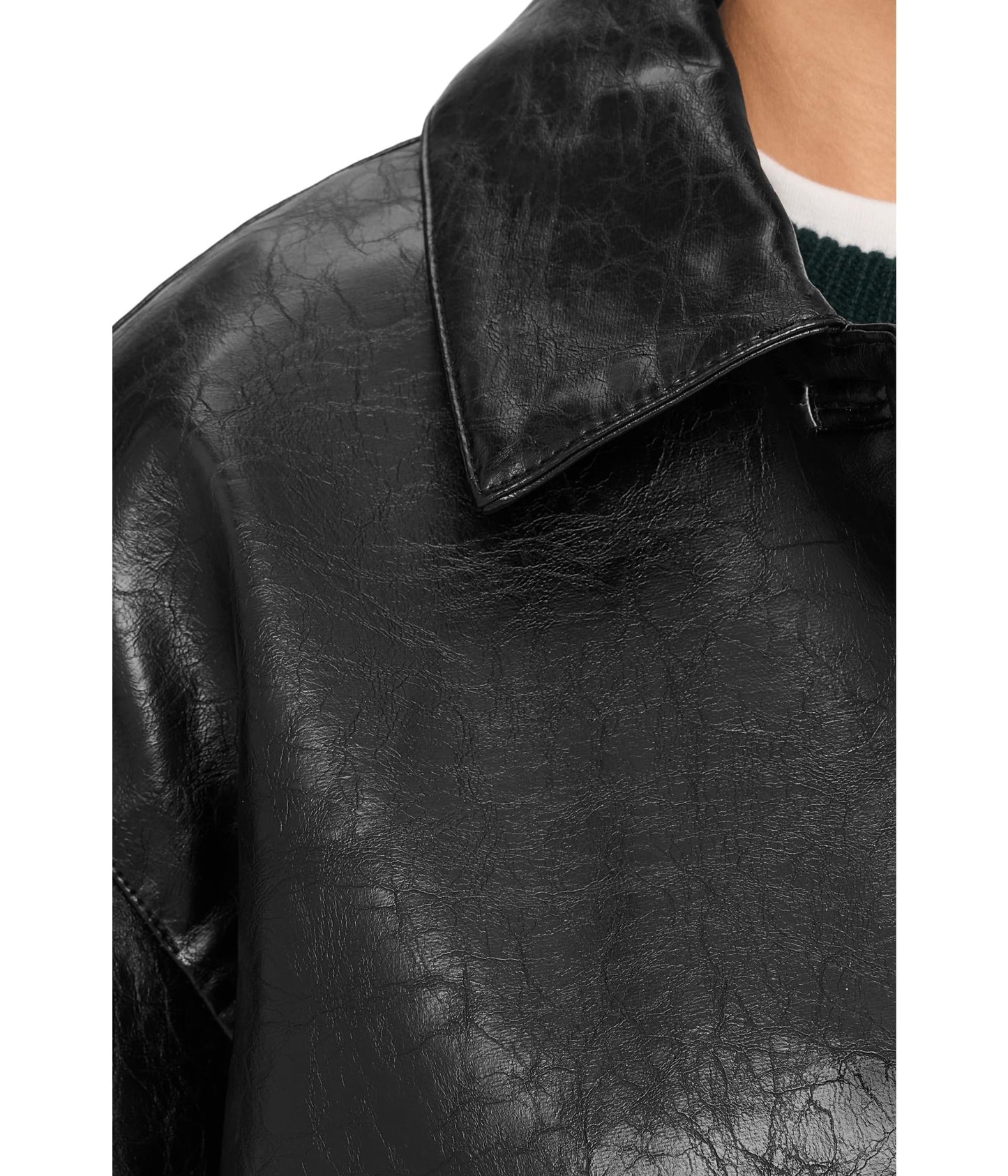 Levi's Women's Relaxed Fit Faux Leather Blazer, Black, Medium