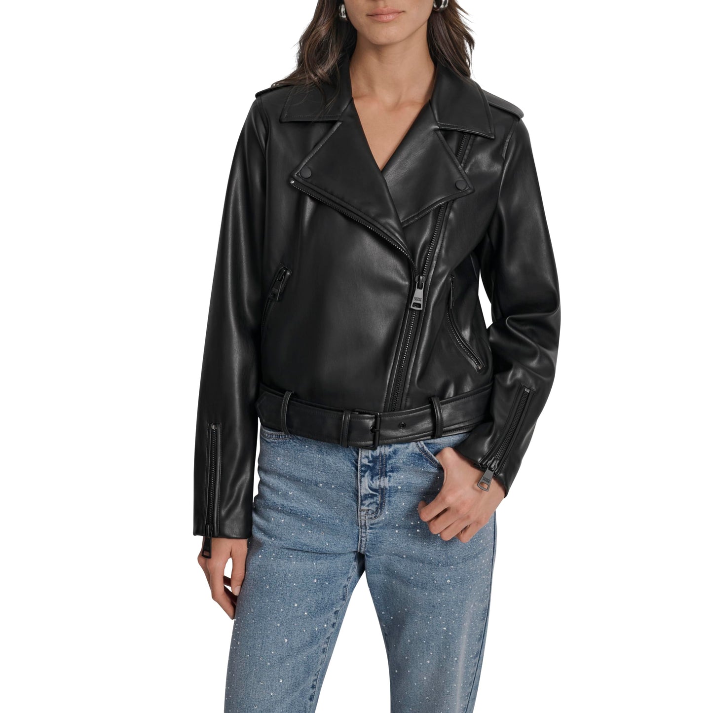 DKNY Women's Jeans Long Sleeve, Black, Small