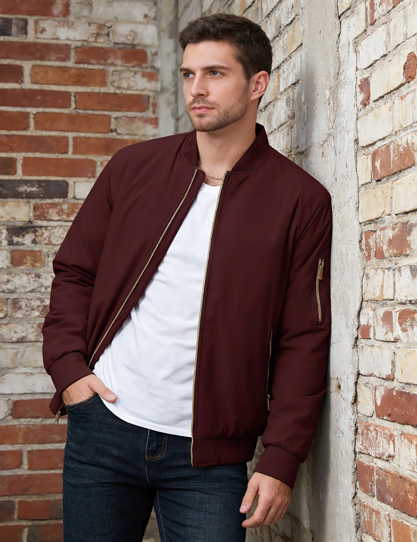 CRYSULLY Mens Fall Winter Light Bomber Jacket Casual Daily Outer Coats