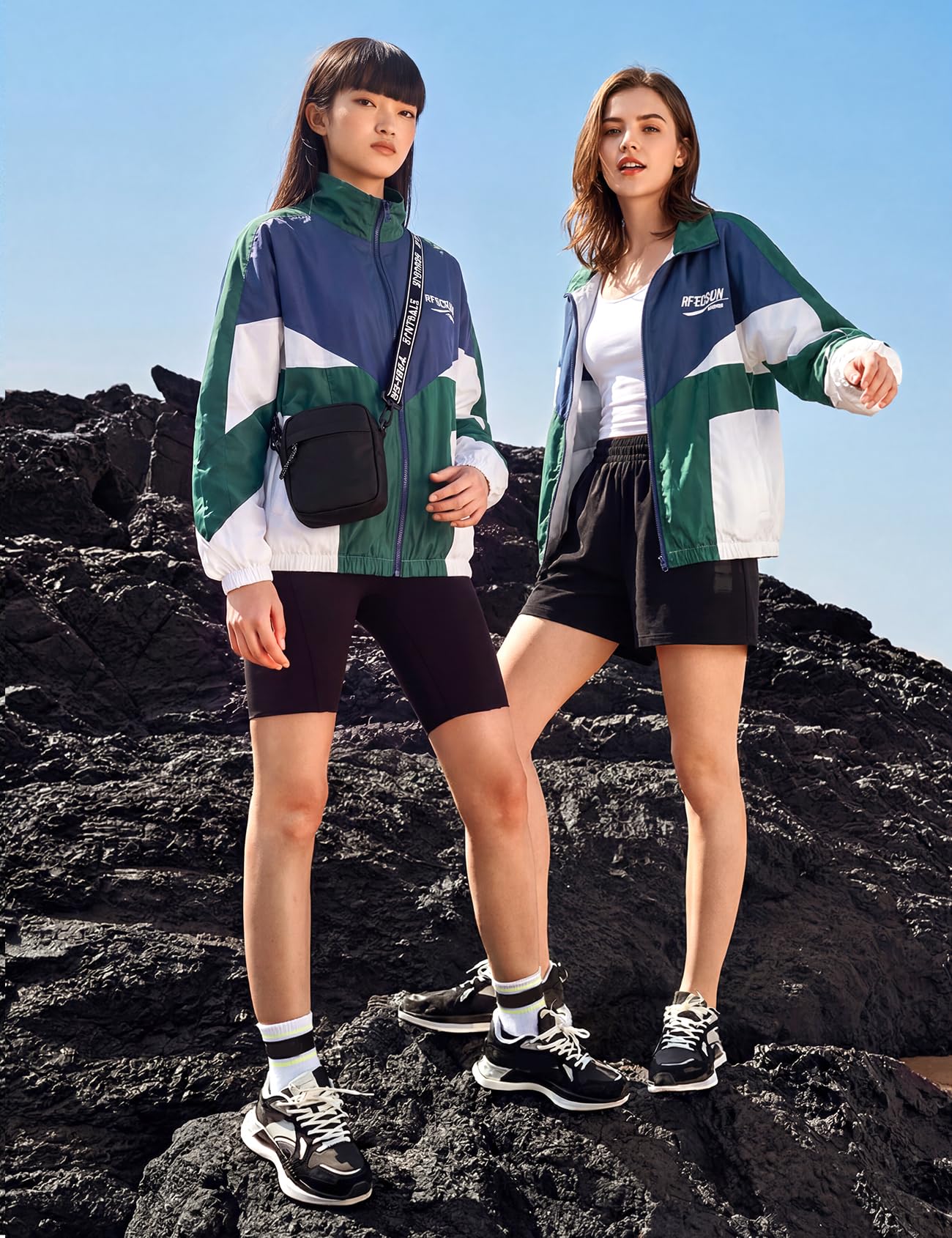 Wyeysyt Women Windbreaker Jacket Y2k Varsity Oversized Jacket(Green-S)