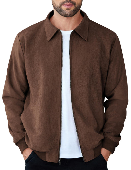COOFANDY Men's Faux Leather Biker Jacket Windbreaker Bomber Jacket Outdoor Leather Coat