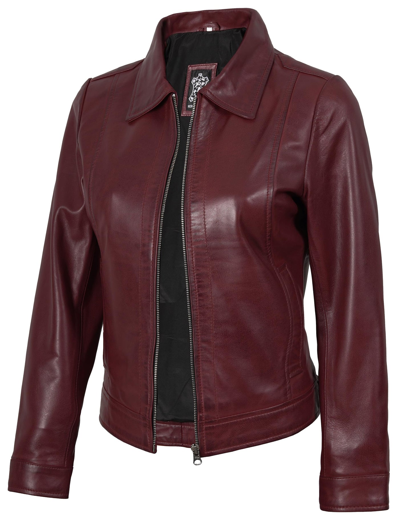 Blingsoul Real Leather Jacket Women- Blue Leather Jacket for Women | [1326893] Jose Maroon, M