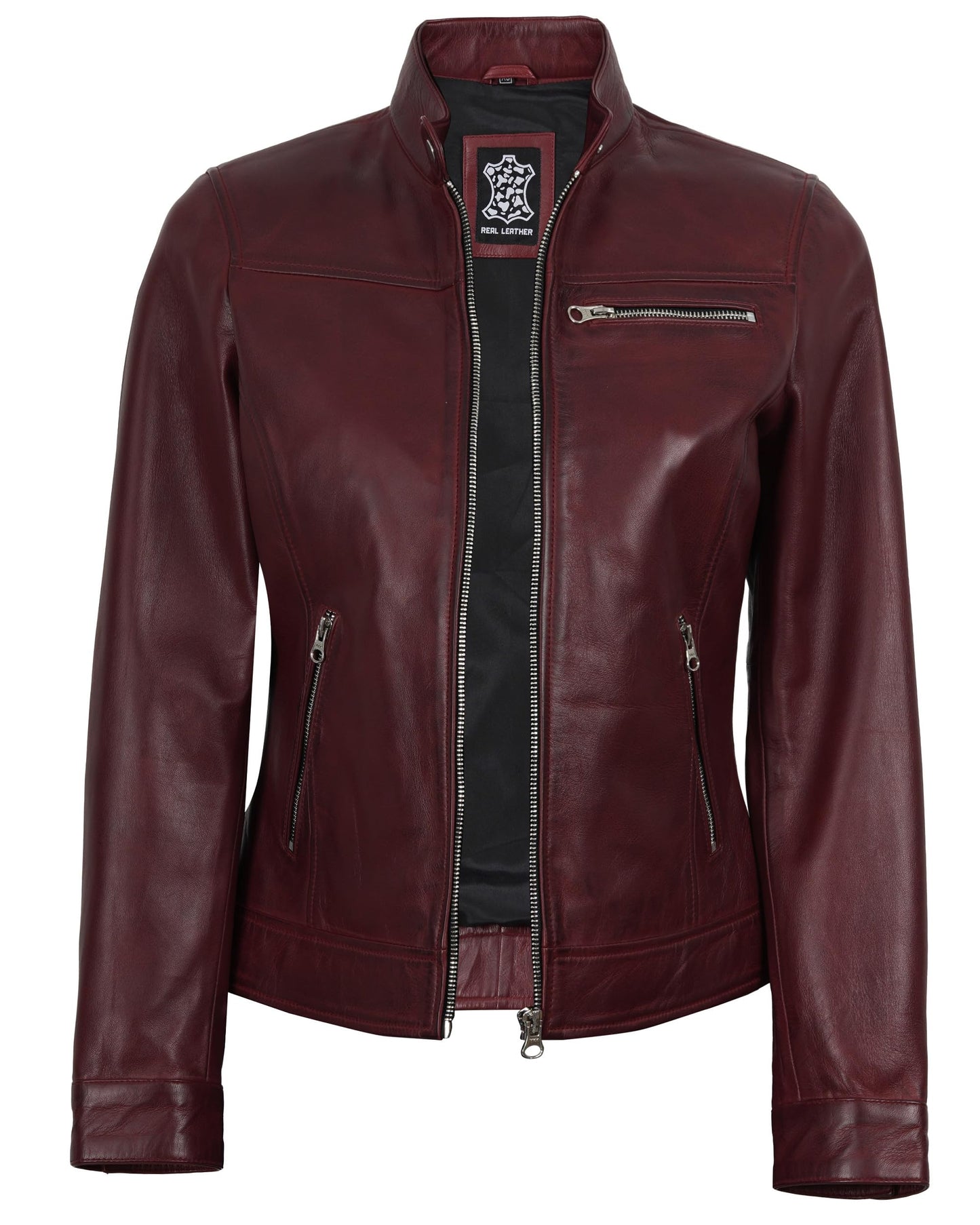 Decrum Real Leather Jacket women - Women Leather Jacket | [1332843] Bickford Maroon, M