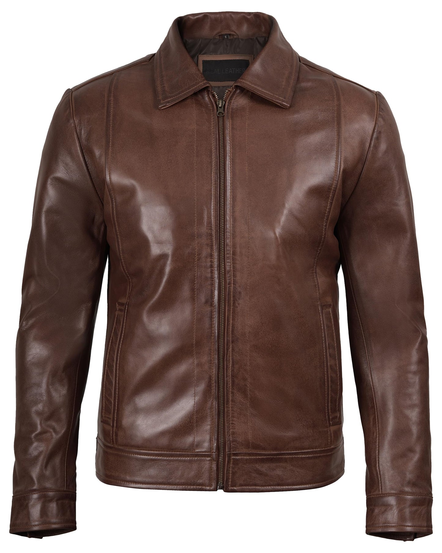 fjackets Mens Leather Jacket - Real Leather Jackets For Men - Motorcycle Leather Jacket Men Wiiick Cognac |[1100375], XL