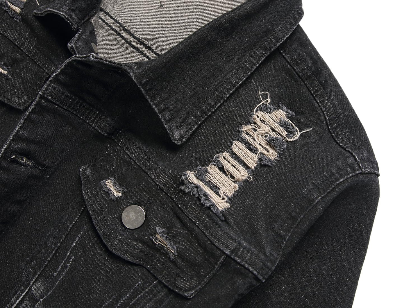 QIMYUM Jean Jacket For Men, Distressed Slim Denim Jacket