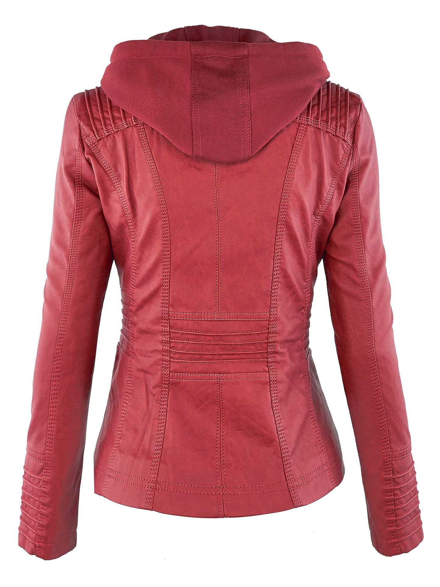 MBJ WJC663 Womens Removable Hoodie Motorcyle Jacket M RED