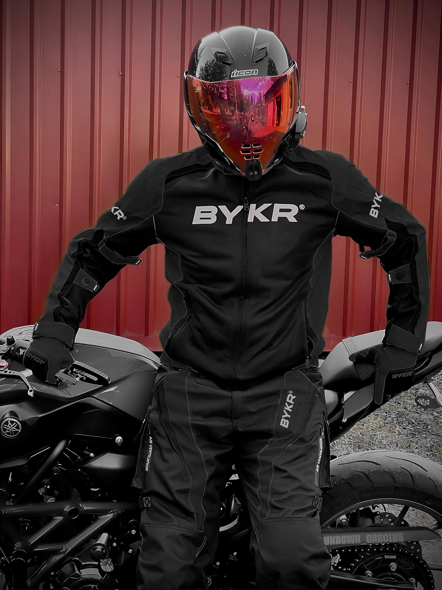 BYKR Mesh Motorcycle Jacket For Men Dual Sports Adventure Breathable Air Racing Bikers Riding Powersports Protective Motorbike Jackets Enduro CE Armored Black XL