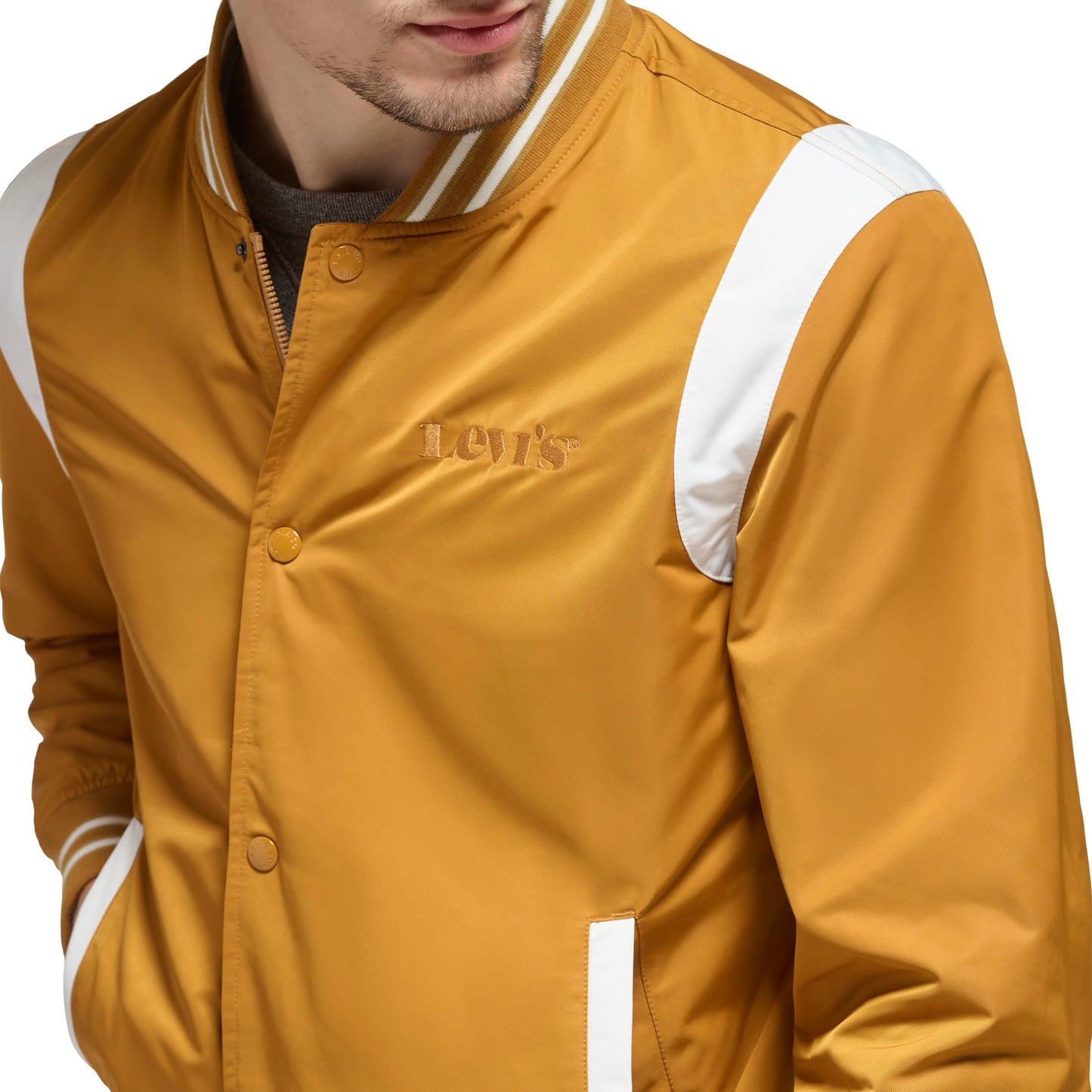 Levi's Men's Colorblock Varsity Bomber Jacket, Spice Racer Stripe, Medium